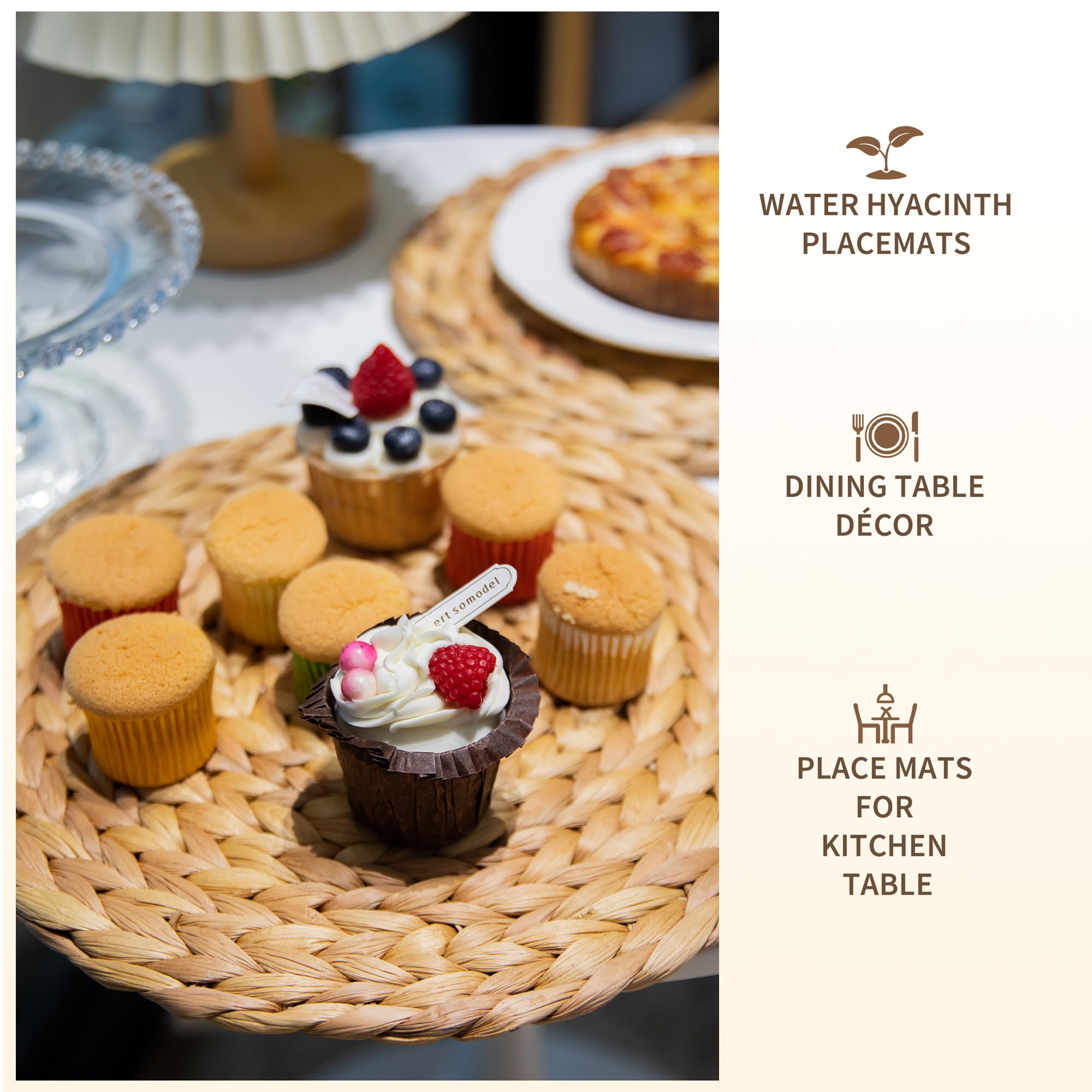 8-Pack Boho Woven Rattan Placemats - 13