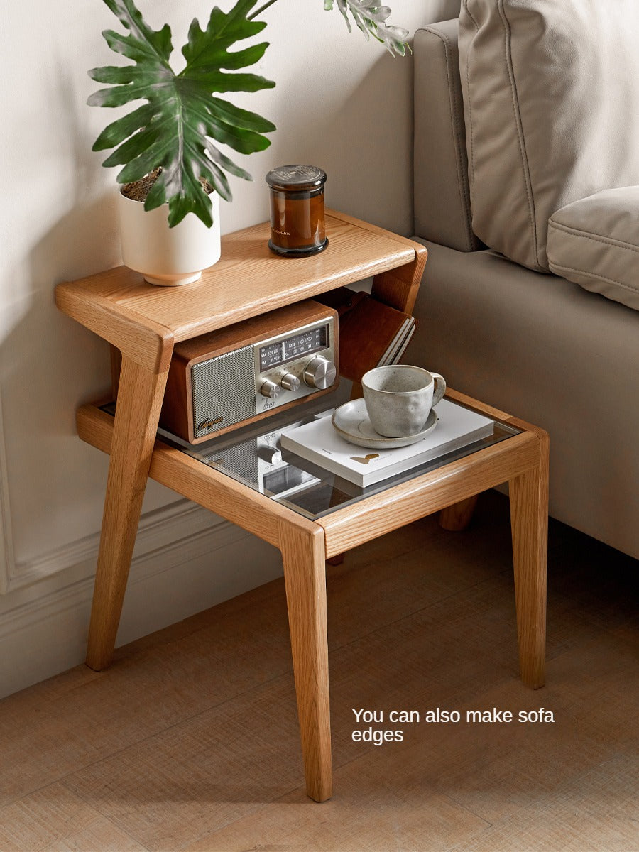 Solid Oak Wood Nightstand - Sturdy Bedside Table with Drawer for Bedroom, Living Room, or Office - Perfect for Storage and Decor
