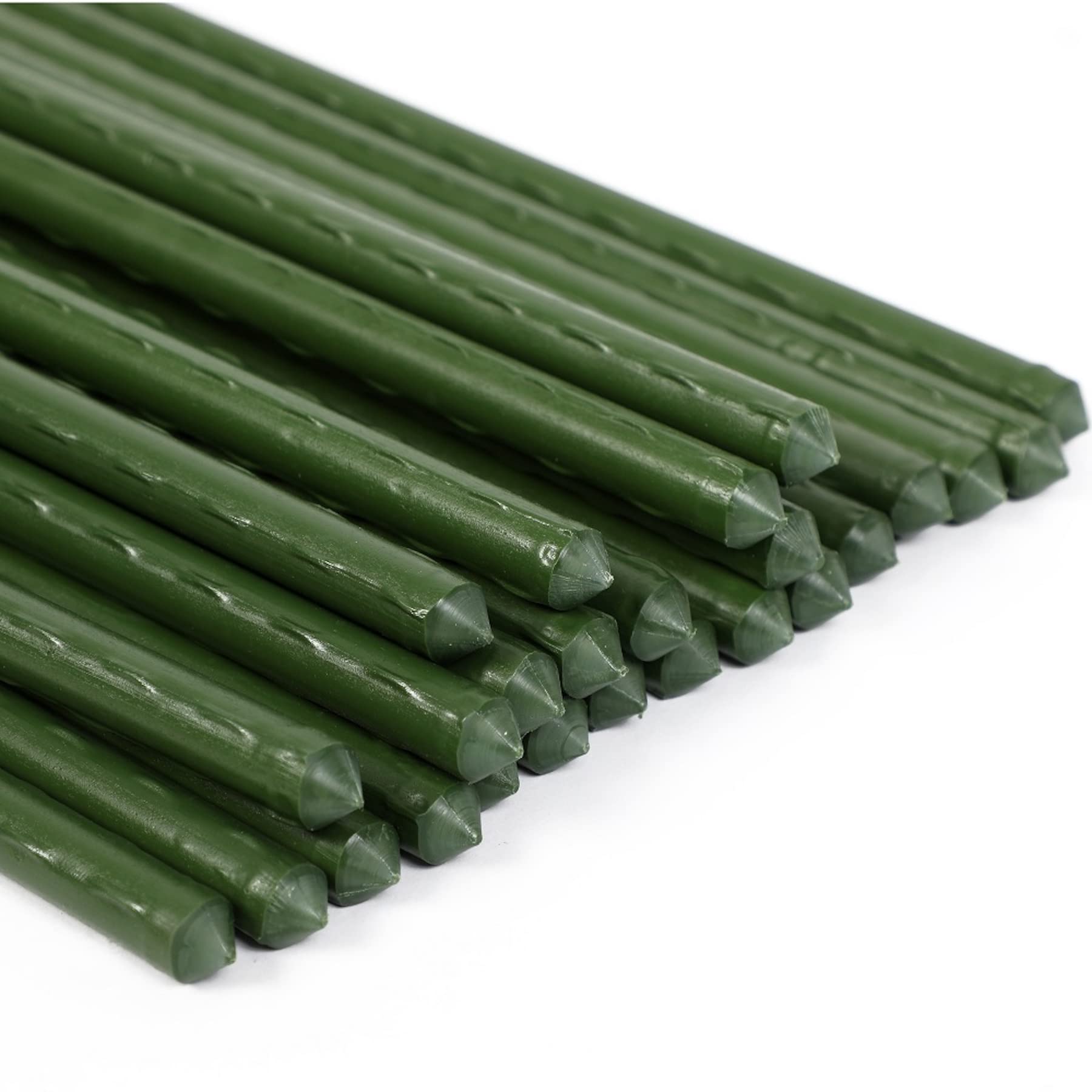 QJL 60-inch/5ft Garden Stakes - 25pcs Heavy Duty Plant Support Stakes with Plastic Coated Steel Core - Sturdy Tomato Stakes for Vegetable Gardens, Flower Beds & Outdoor Plant Support