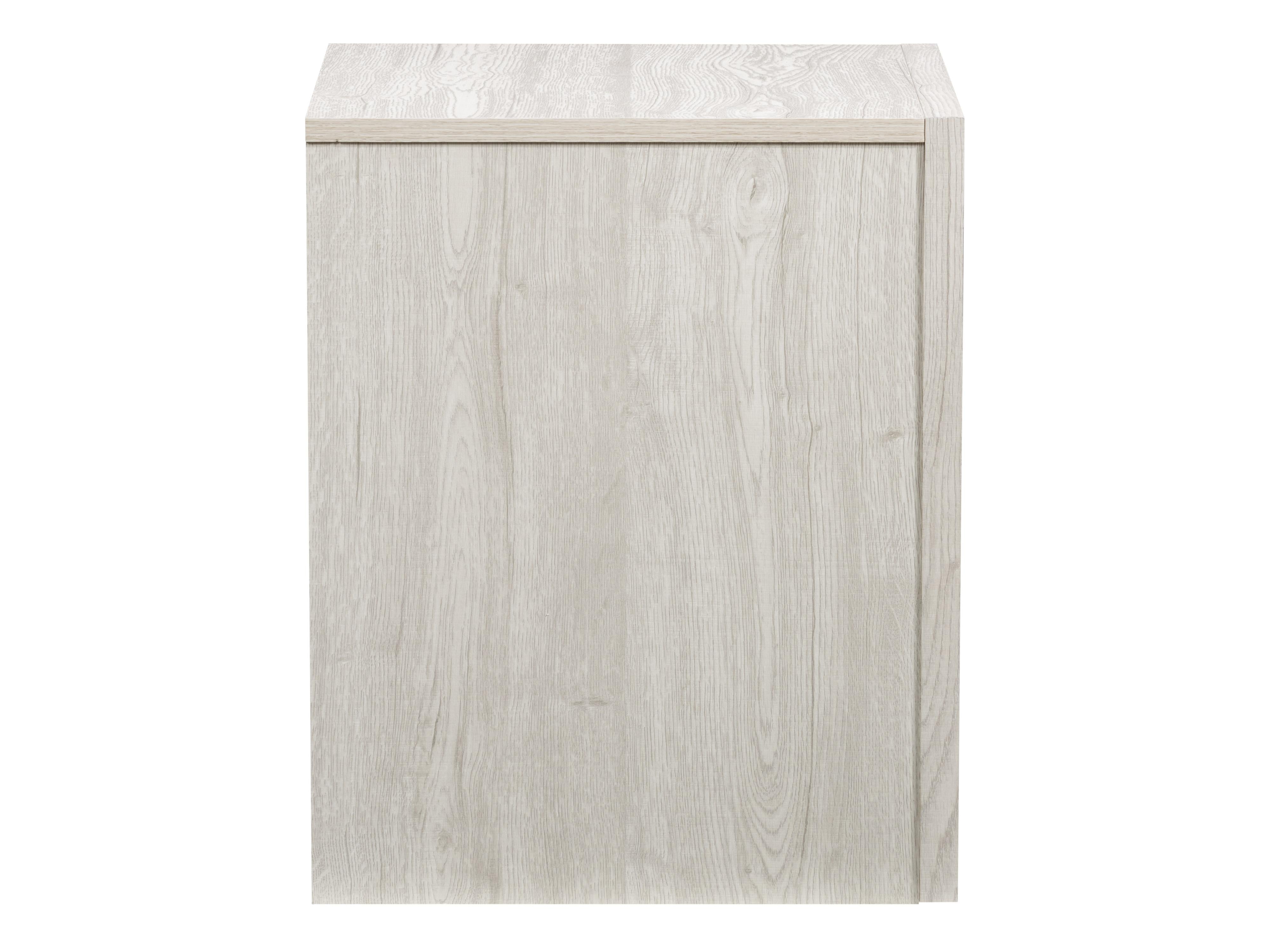 White Washed Oak Mid Century Modern Night Stand - Vintage Bedside Table with Drawer for Bedroom, Living Room & Office - Solid Wood Nightstand with Storage Shelf