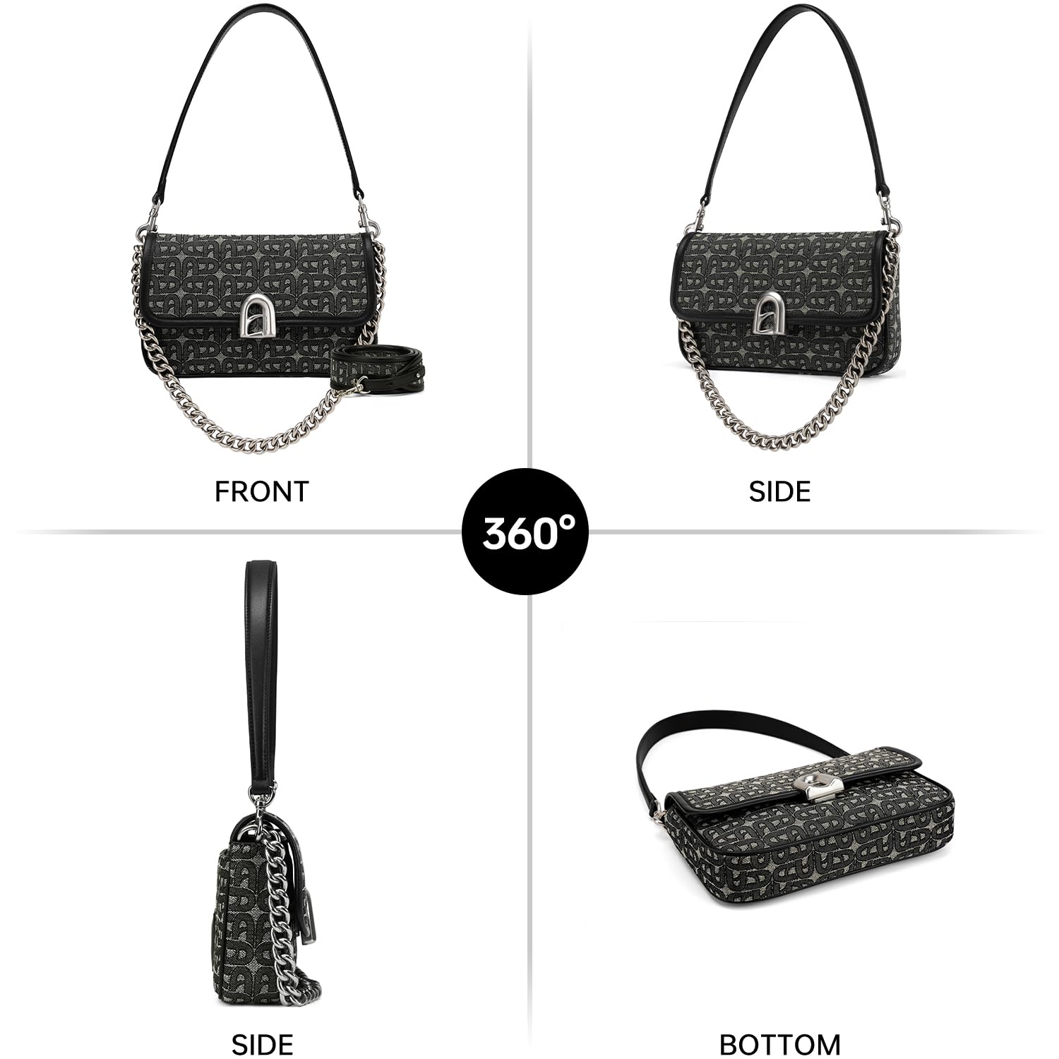 LA FESTIN Women's Denim Crossbody Purse with 3 Adjustable Straps - Luxury Designer Shoulder Bag & Handbag for Everyday Use, Work, and Travel