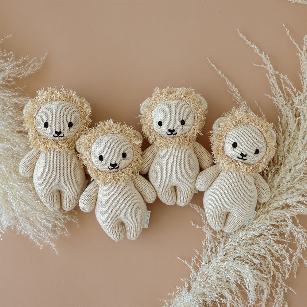 Cuddle+Kind Organic Cotton Hand-Knit Baby Lion Plush Toy - Soft & Safe Stuffed Animal for Newborns, Toddlers & Kids | Perfect for Nursery Decor, Baby Shower Gifts & Cuddling