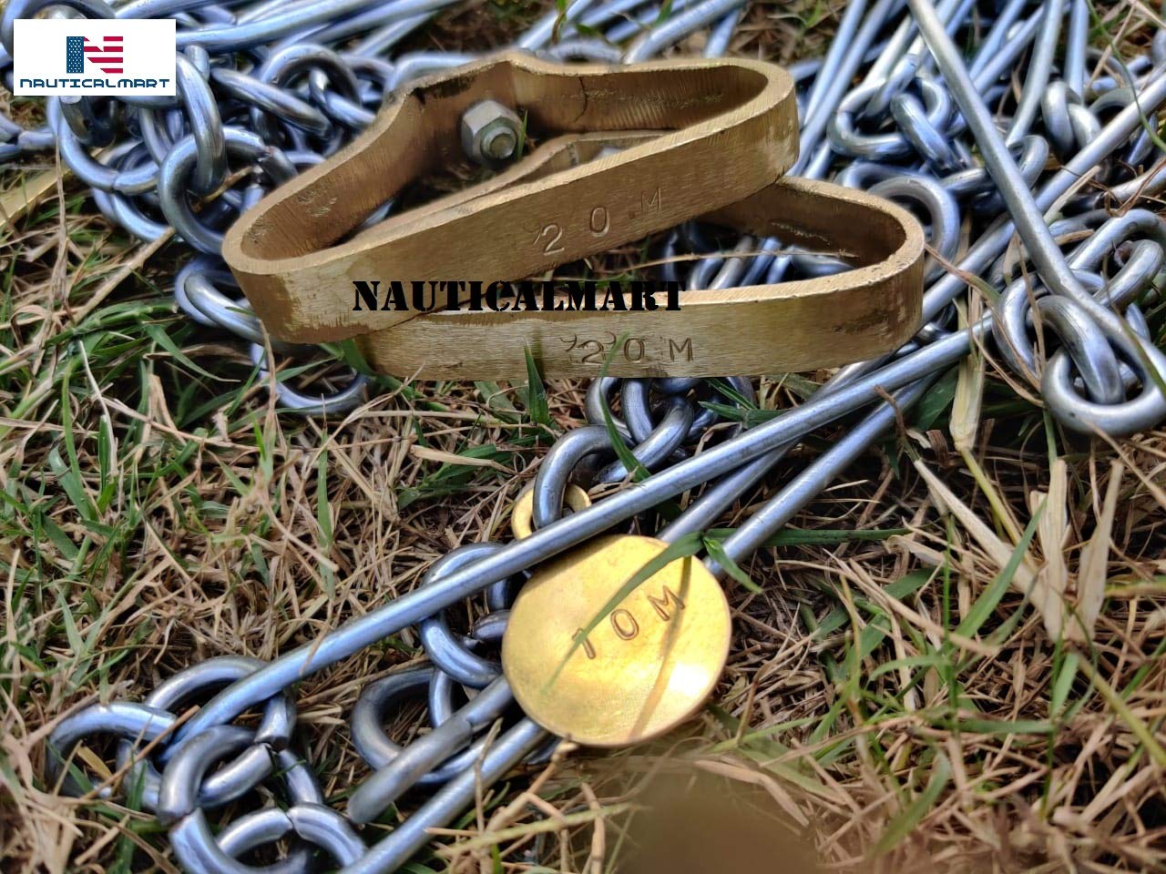 Nautical-Mart 20m Survey Measuring Chain - High-Quality Land & Engineering Measurement Tool for Construction, Surveying & Outdoor Activities