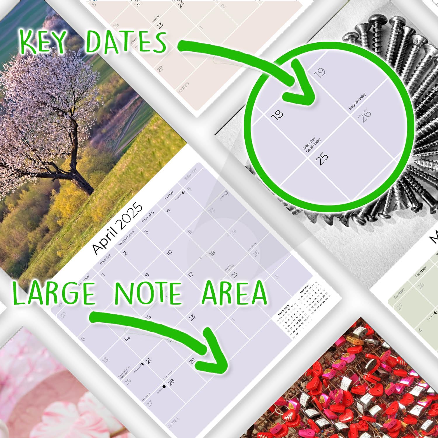 2024-2025 Hearts Wall Calendar - Valentine's Day Gift, Teacher Planner, Arts & Crafts Organizer - 12