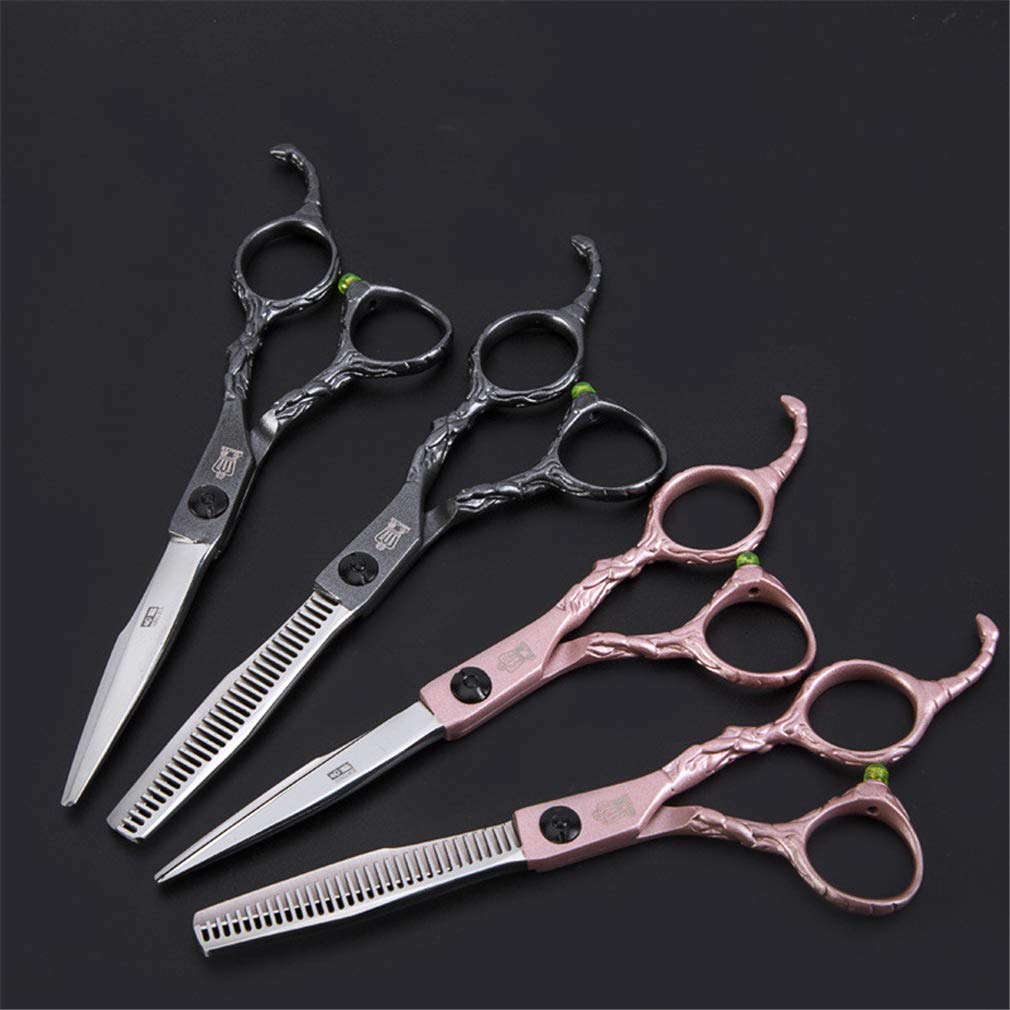 Professional Hair Cutting Scissors 6 Inch - Stainless Steel Hairdressing Scissors Set with Straight & Thinning Shears - Sharp Barber Scissors for Salon, Home Use & DIY Hairstyling - Perfect for Stylists, Barbers & Personal Grooming (Gray)