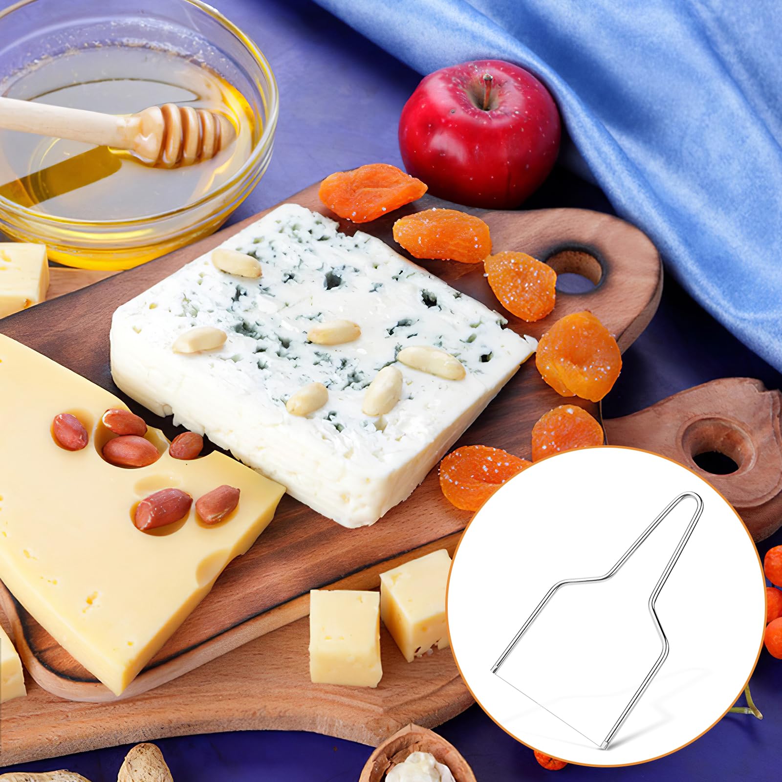 Premium Stainless Steel Cheese Slicer with Wire Cutter - Handheld Cheese & Butter Slicer for Block Cheese, Perfect for Charcuterie Boards, Party Platters & Gourmet Cooking