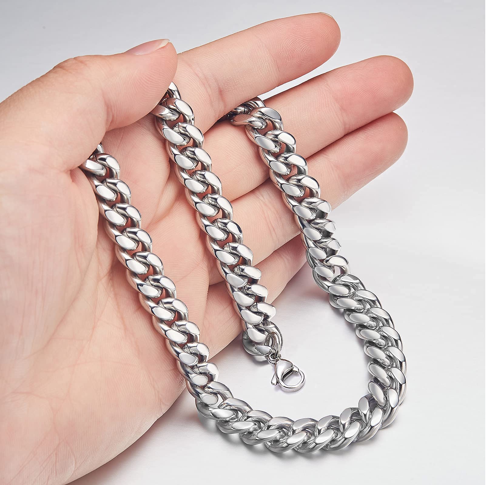 18K Gold Plated Stainless Steel Cuban Link Chain for Men - Durable Silver & Gold Hip Hop Jewelry - Perfect for Gifts, Parties, and Streetwear Fashion