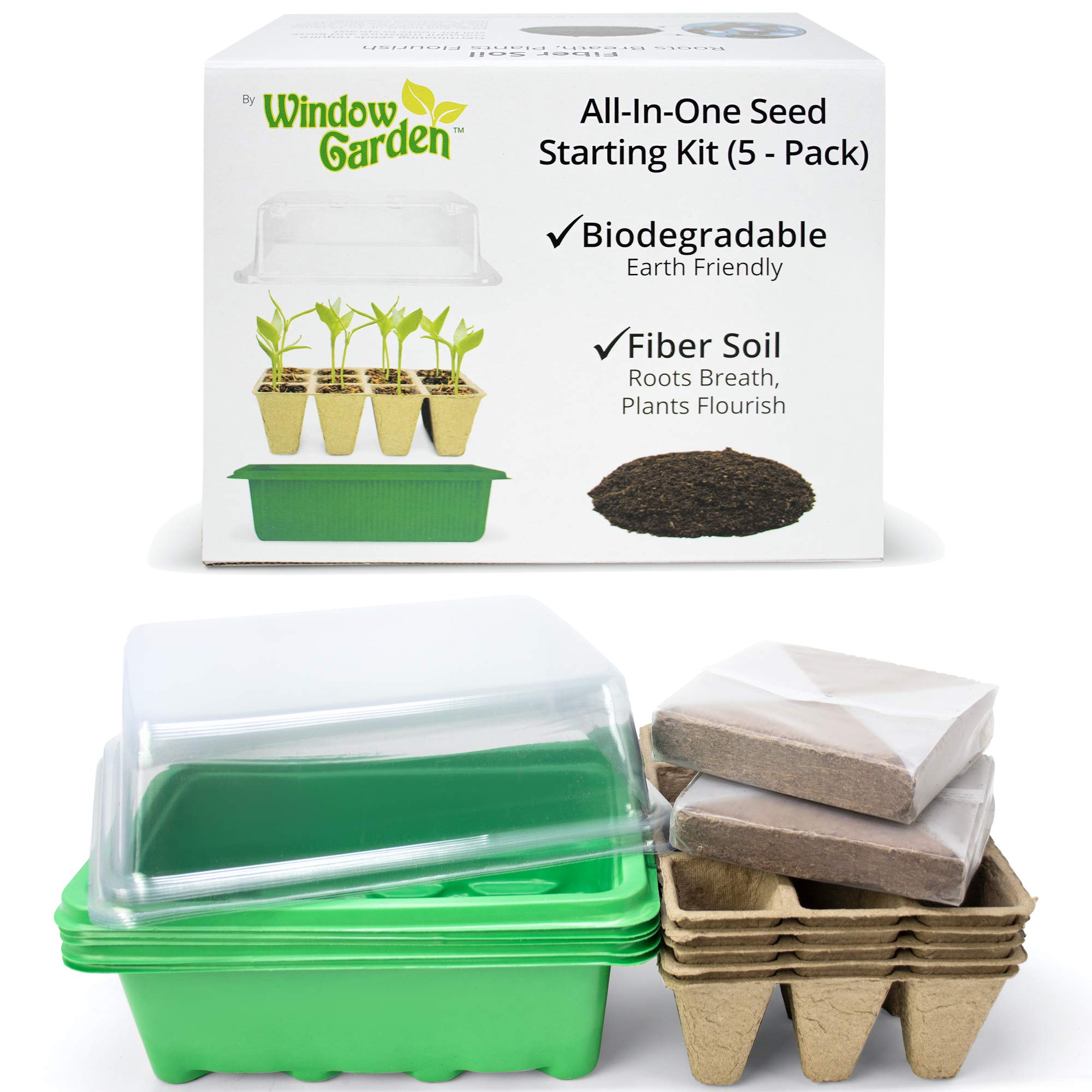 Eco-Friendly Seed Starter Kit (5 Pack) - Biodegradable Pots for Indoor Herb Garden