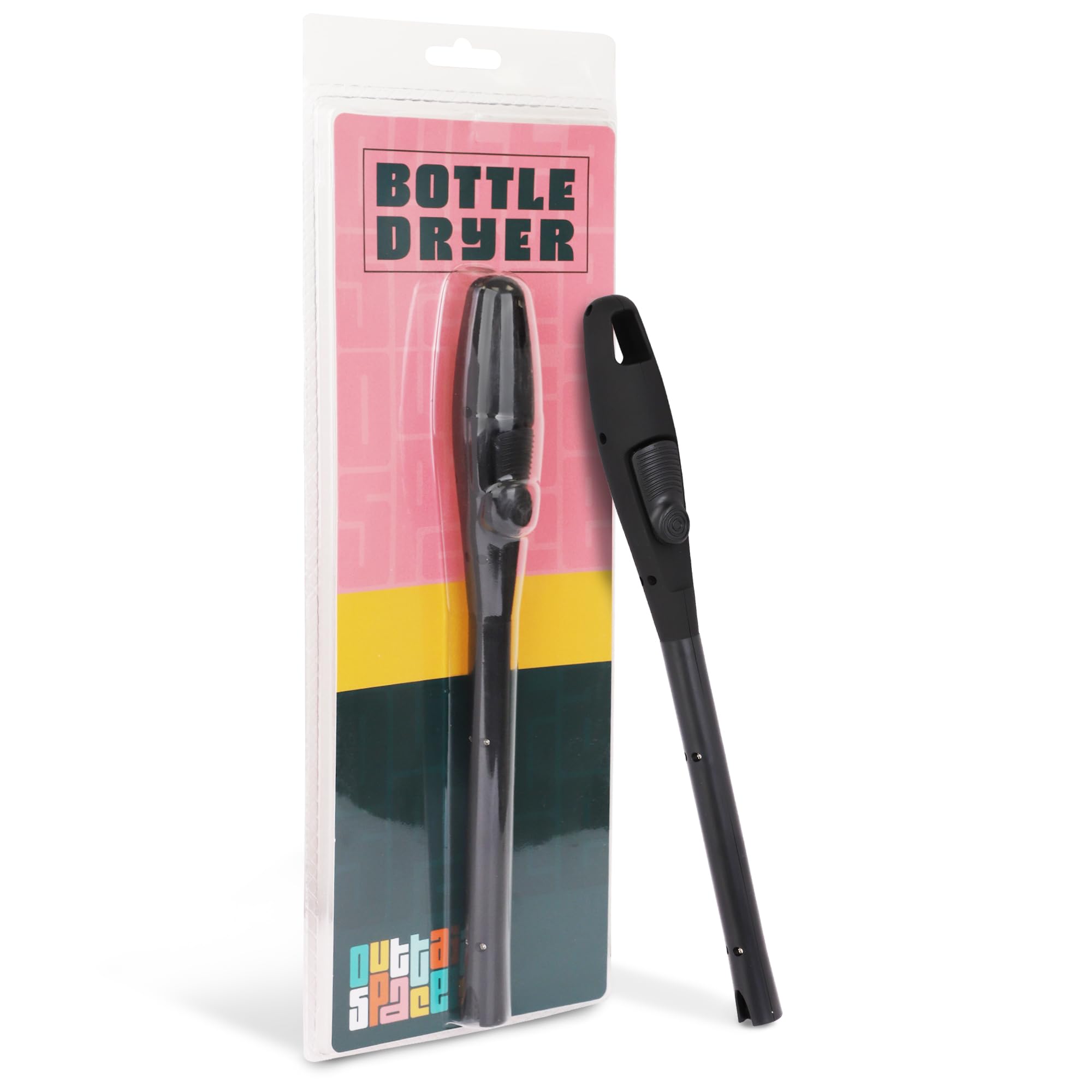 Space Saving Bottle Drying Wand with Paper Towel Attachment - Quick Drying Solution for Baby Bottles, Cups & Kitchenware - Perfect for Nurseries, Kitchens & Dish Racks (Black)