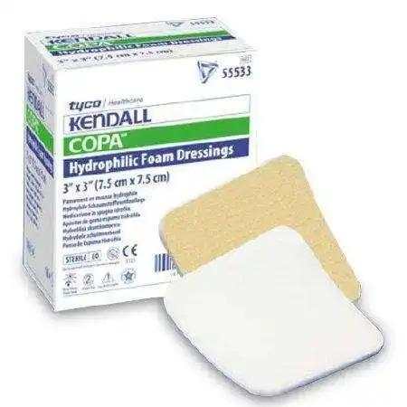 Cardinal Health Kendall Foam Dressing with Topsheet, 3 x 3 Inches - Sterile Wound Care for Ulcers, Burns & Post-Surgical Protection | Medical Grade Adhesive Bandage for Sensitive Skin