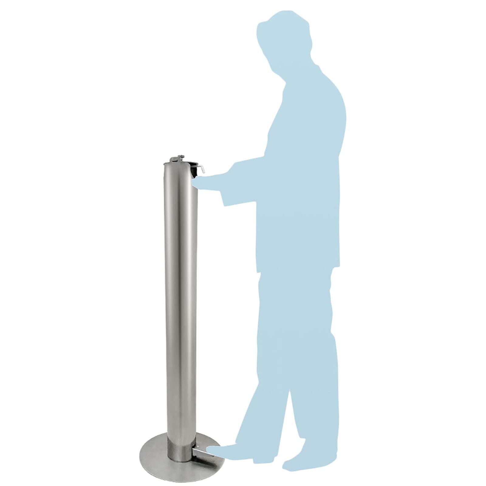 Touch-Free Foot Operated Stainless Steel Hand Sanitizer Gel Dispenser Stand - Floor Standing Hands-Free Soap Dispenser for Shops, Schools, Hotels & Public Spaces | Ideal for High-Traffic Areas & Hygiene Stations
