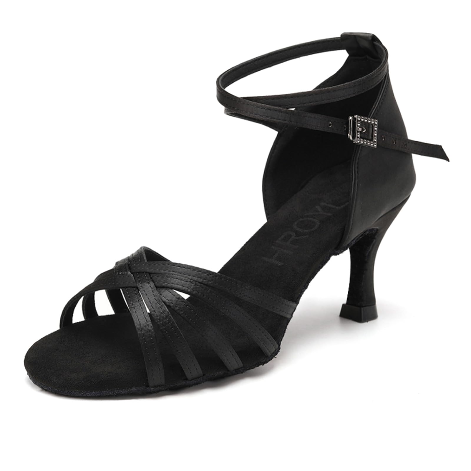HROYL Women's Latin Dance Shoes - Professional Satin Ballroom Salsa Shoes for Practice & Performance (EM-213) | Perfect for Salsa, Tango, Cha-Cha & Wedding Dance Events