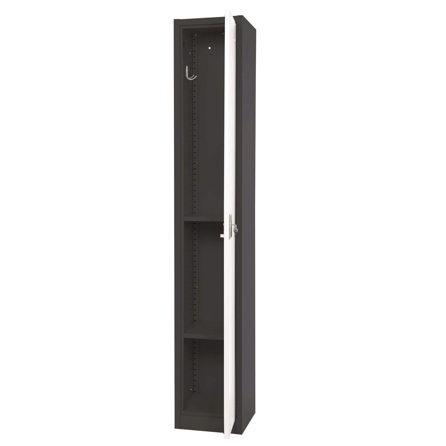 Steel Storage Locker for Office & Home - 12x12x72 Inches, 1 Compartment, Black Body with White Doors - Perfect for Gym, School, Warehouse & Locker Room Organization