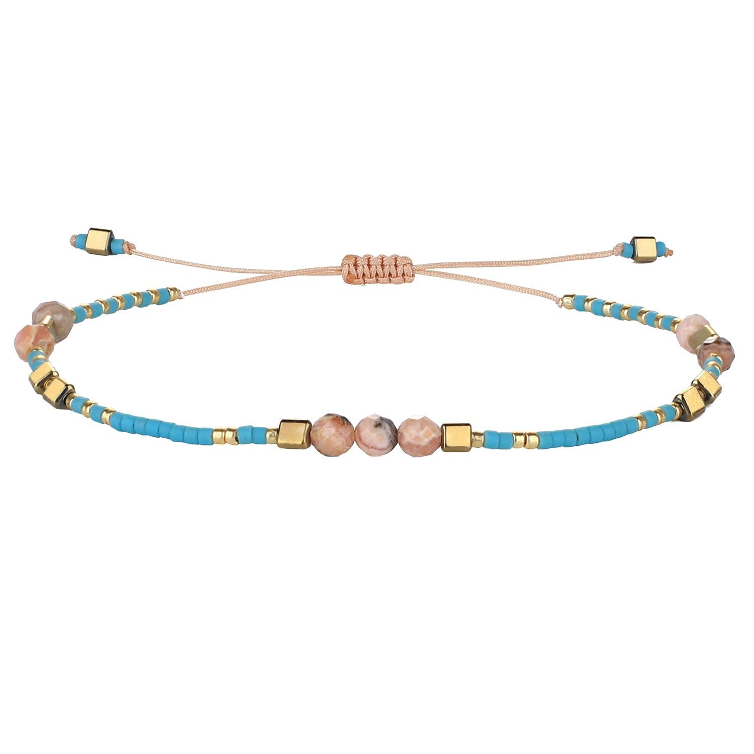 Adjustable Agate Bead Bracelet for Women - Trendy Friendship Jewelry Gift, Handmade Stretchable Beads, Perfect for Daily Wear & Special Occasions