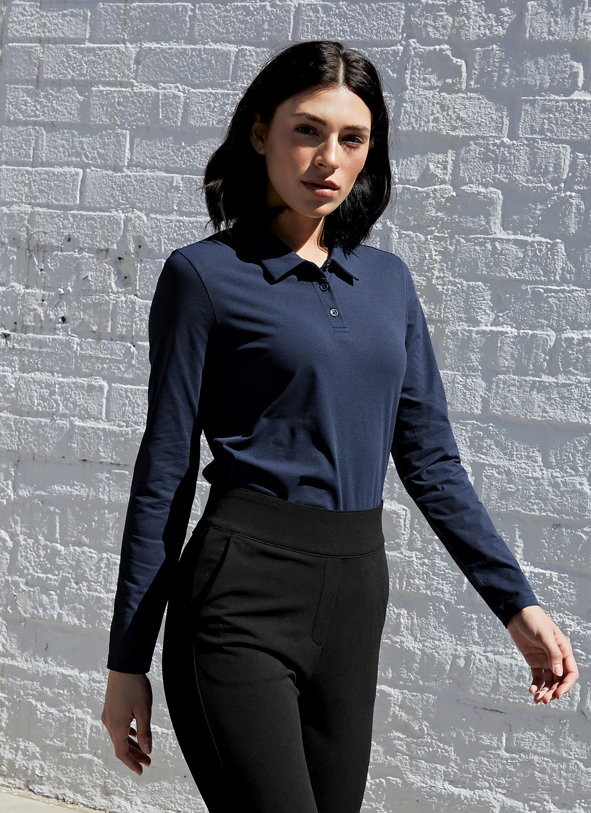 Eco Dex Women's Long Sleeve Polo Shirt - Breathable Moisture Wicking Performance Top for Golf, Tennis & Casual Wear