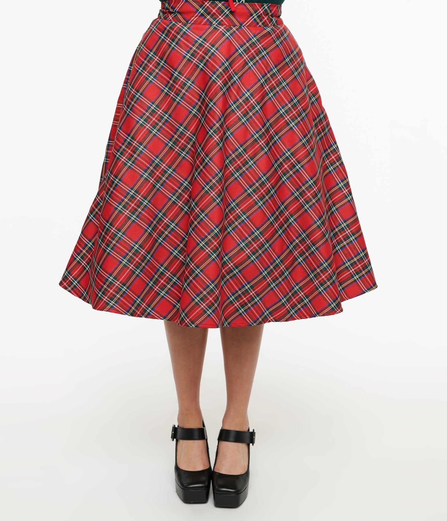 Vintage 1950s Red Plaid High Waist Swing Skirt - Retro A-Line Rockabilly Skirt for Women | Perfect for Swing Dancing, Pinup Fashion & 50s Themed Parties