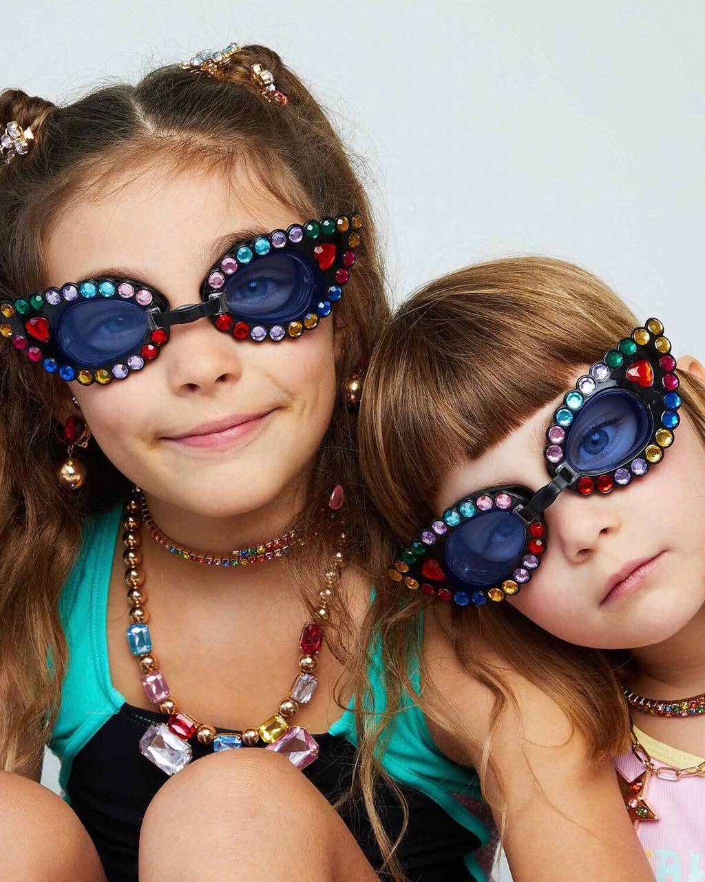 Rainbow Gem Goggles for Kids - Colorful UV Protection Swim Goggles with Adjustable Strap - Perfect for Swimming, Beach, Pool Parties & Water Sports
