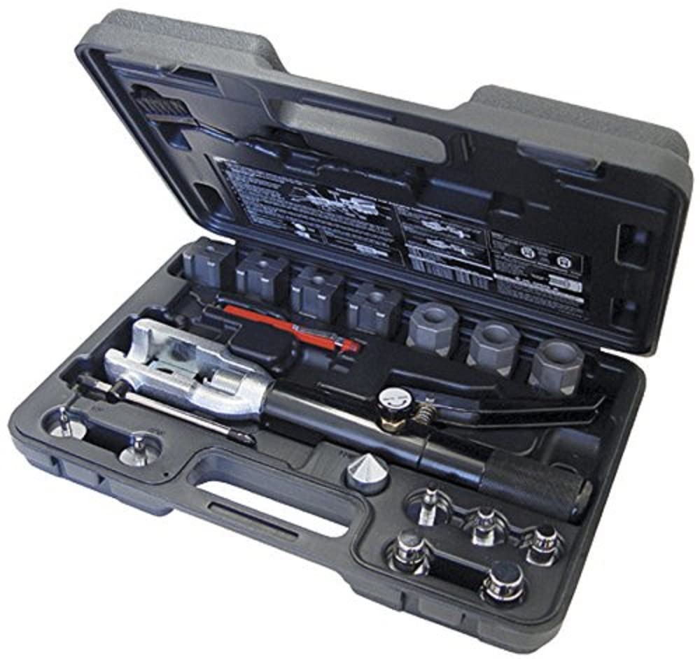 Mastercool 71700 Black Hydraulic Flaring and Swaging Tool Kit - Professional HVAC & Automotive Brake Line Repair Tool for Copper & Aluminum Tubing