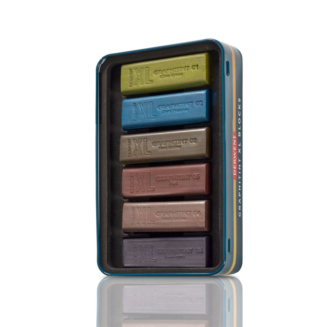 Derwent Graphitint XL Watercolor Pencils - Set of 6 Vibrant Colors in Tin Case | Perfect for Sketching, Drawing & Mixed Media Art Projects