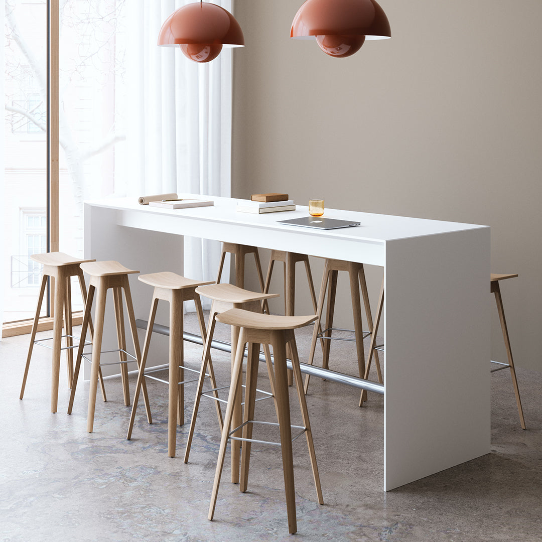 Anne Qvist HC1 Bar Stool - Modern Scandinavian Bar Height Stool with Wooden Legs - Perfect for Kitchen Islands, Breakfast Bars & Home Decor