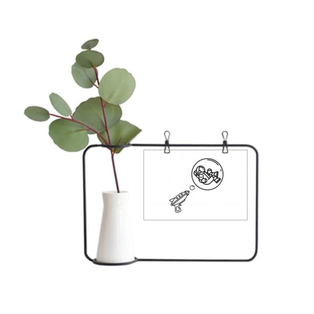 Balloon Astronaut Bubbles Metal Picture Frame & Ceramic Vase - Unique Home Decor for Living Room, Bedroom, Office | Wall Art & Flower Holder Gift Idea