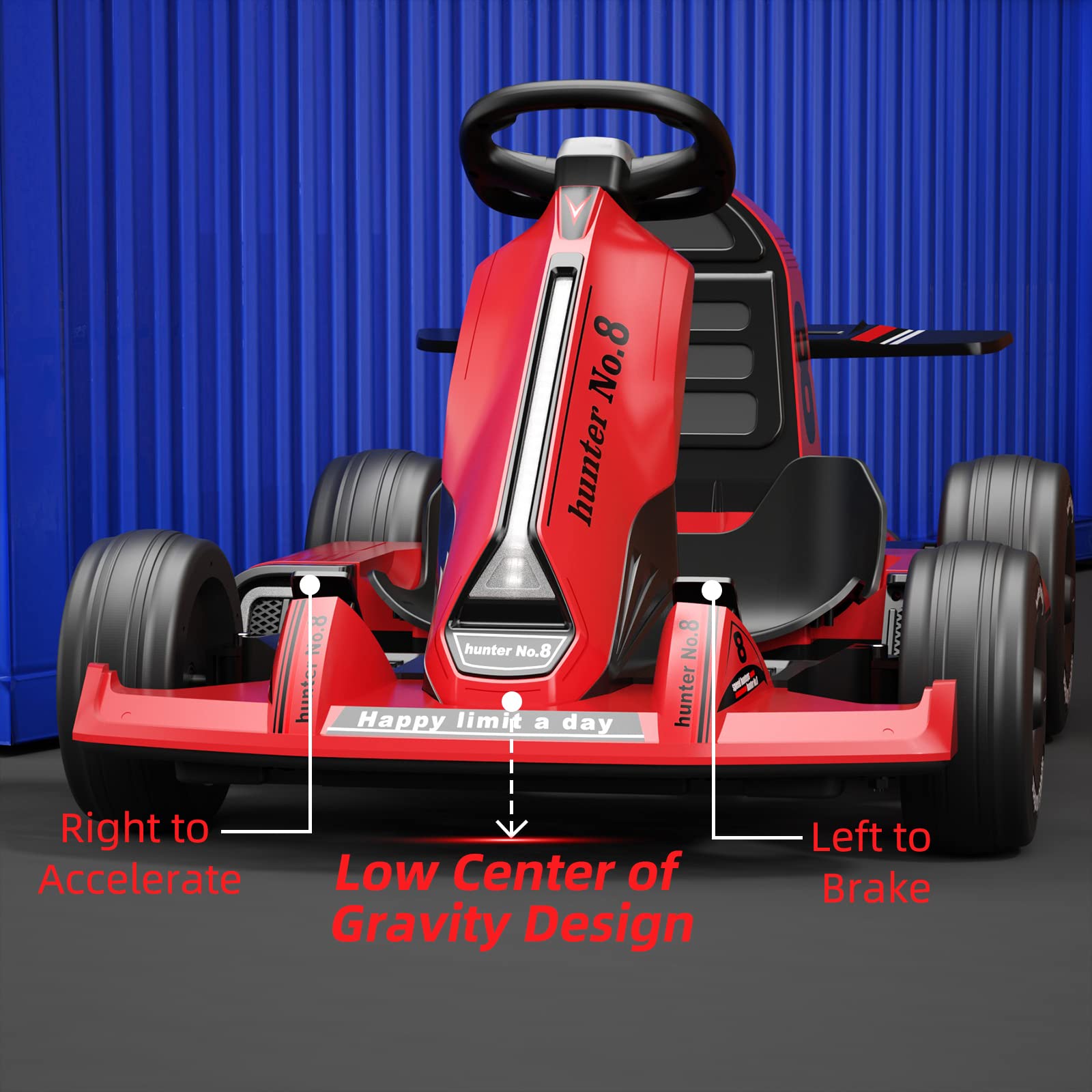 **GLAF 12V Electric Go Kart for Kids - Battery Powered Ride On Car with Remote Control, LED Lights, USB & Bluetooth - Outdoor Drift Racing Toy for Boys & Girls Ages 3+ (Red) - Perfect for Backyard Fun, Birthday Gifts & Family Playtime**