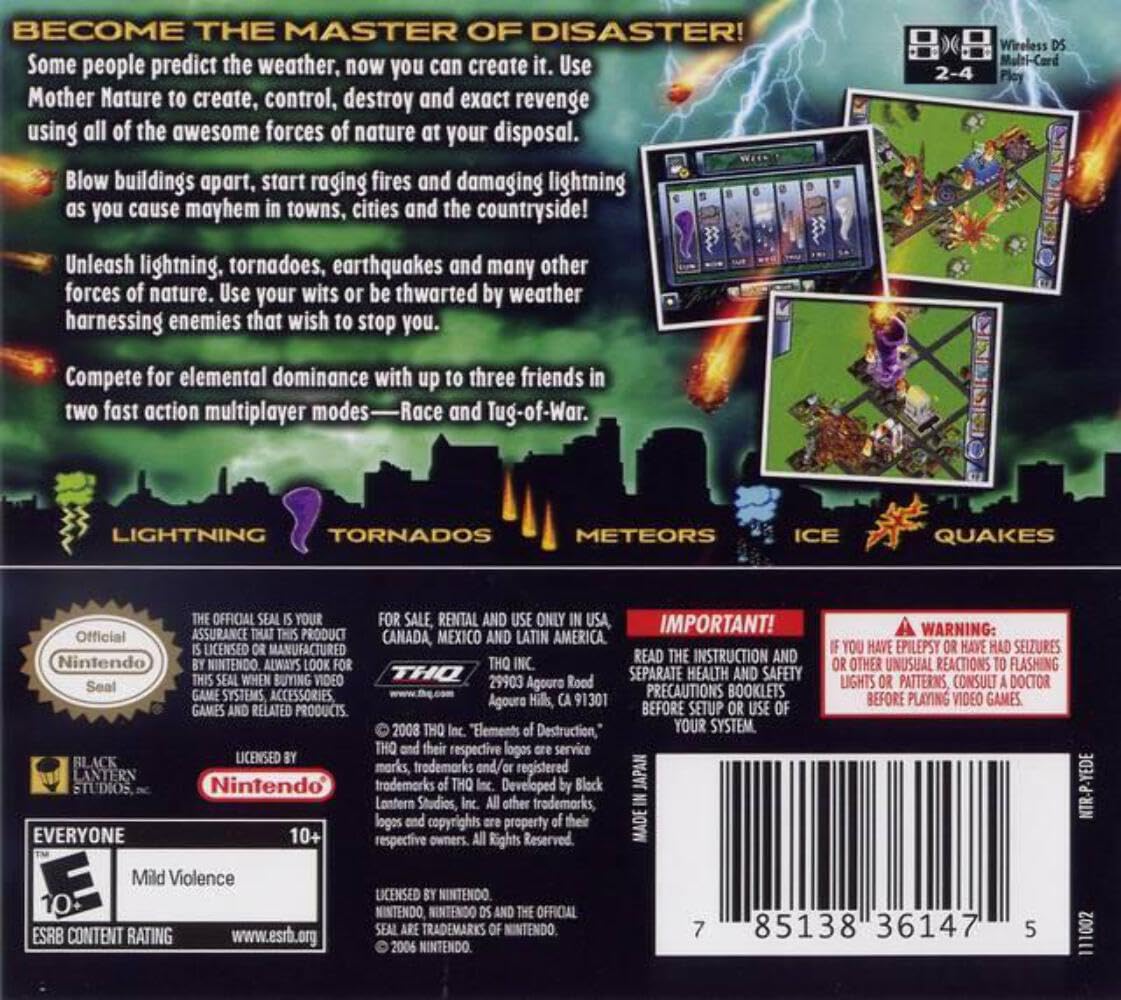 Elements Of Destruction - Nintendo DS (Gamma Edition) - Action-Packed Destruction Game for Kids & Adults - Perfect for Travel & Family Game Nights