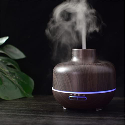 400ml Wood Grain Ultrasonic Essential Oil Diffuser & Cool Mist Humidifier for Large Rooms - Auto Shut-Off, LED Lights, Waterless Protection - Perfect for Home, Office, Yoga & Spa Relaxation (17 x 15.5cm)
