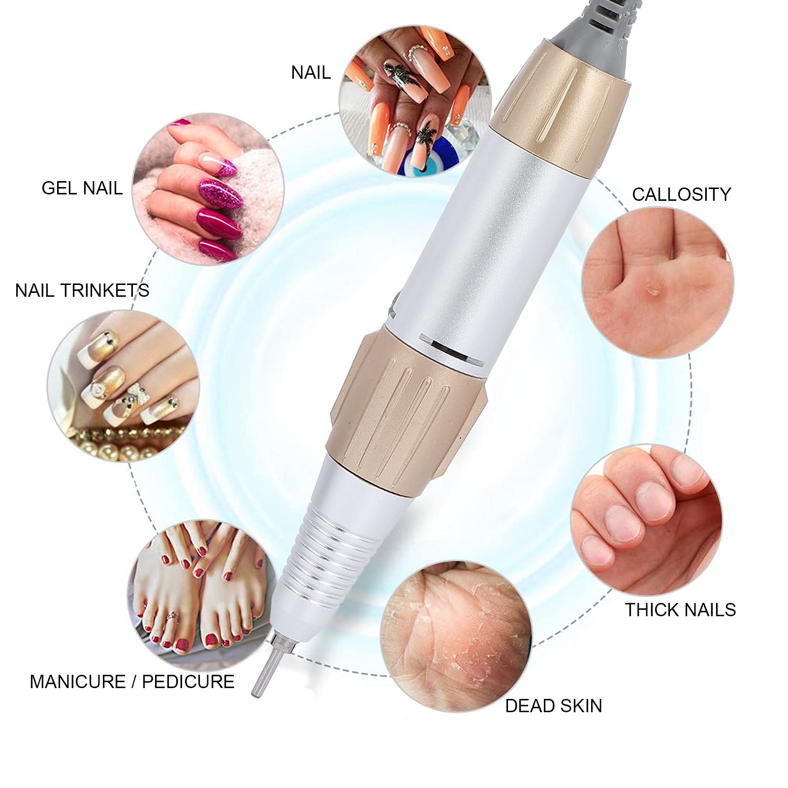 Professional Electric Nail Drill Machine - 35000 RPM Portable Nail Drill Handpiece with Low Noise | Replacement Nail Polisher Grinder for Salon & Home Manicure/Pedicure | Perfect for Nail Art, Acrylics & Gel Extensions
