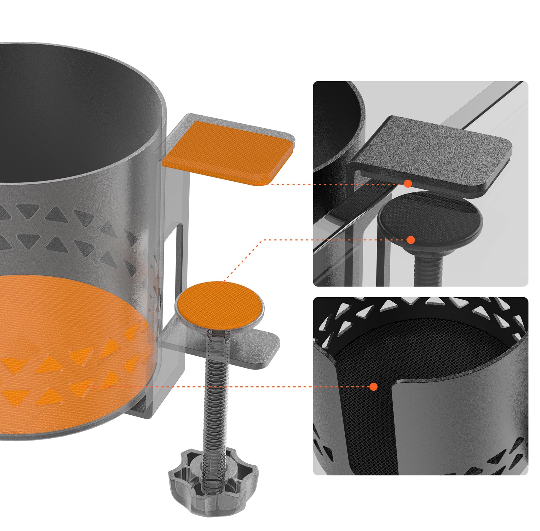 360° Rotating 2-in-1 Deeper Desk Cup Holder with Headphone Hanger - Sturdy Clamp for YETI Stanley Bottles - Perfect Gaming & Office Desk Accessory for PC Setup, Workstation, or Home Office Organization