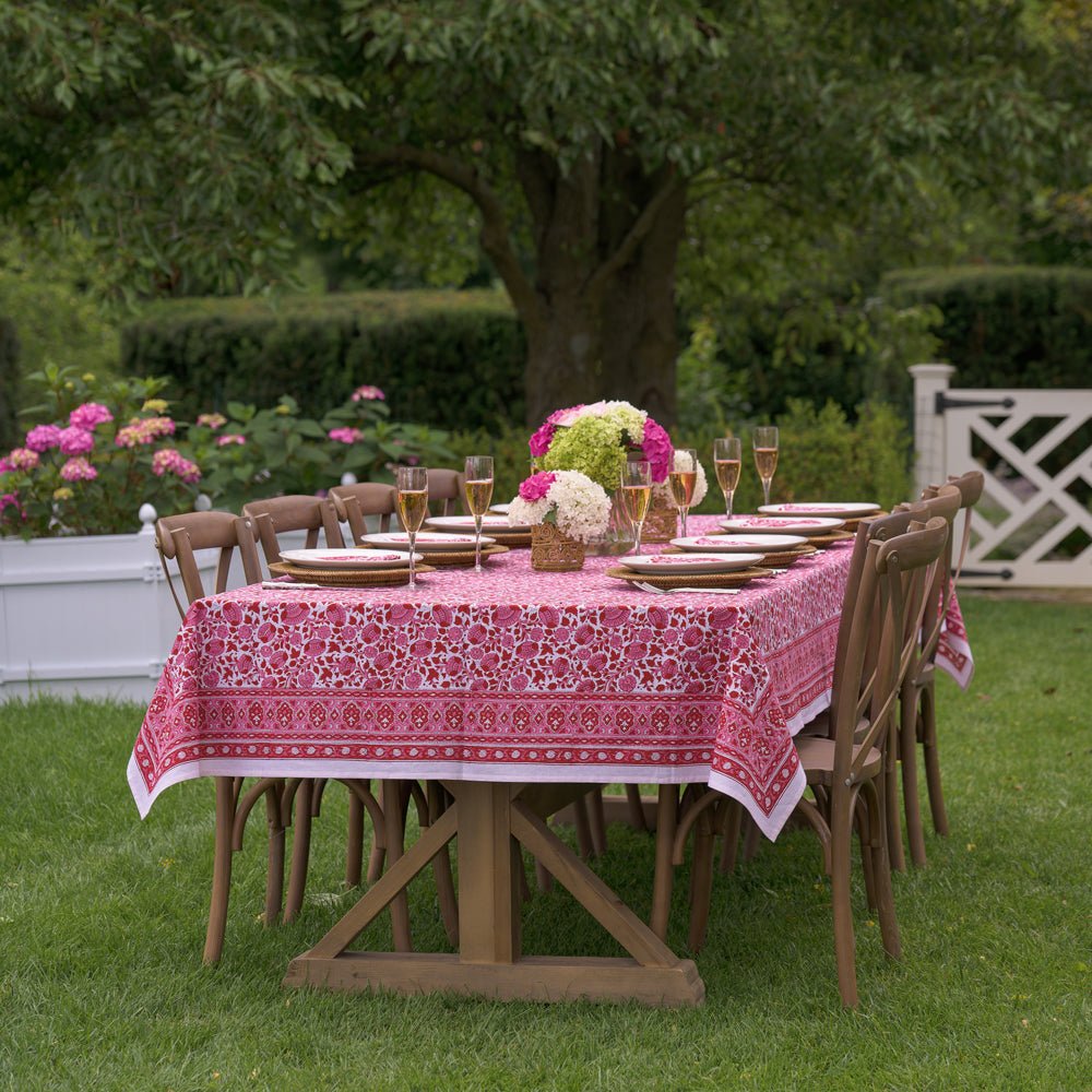Elegant Crimson Blossom Tablecloth - Premium 60x84 Inch Washable Polyester Table Cover for Dining Room, Wedding, Party & Holiday Decor