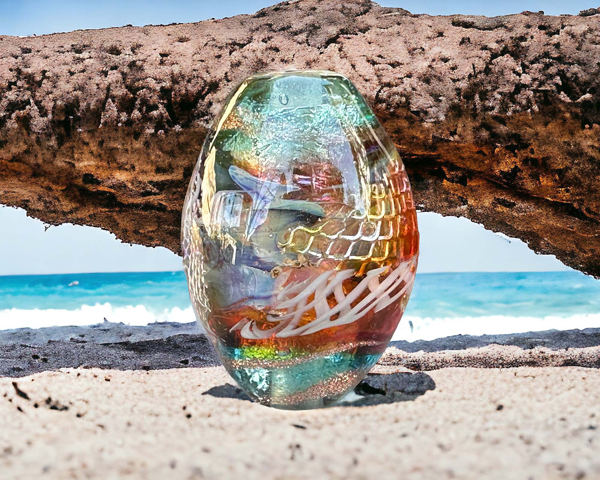 Handmade Sunset Treasure Lampwork Glass Focal Bead for Jewelry Making - Perfect for Necklaces, Bracelets & DIY Craft Projects