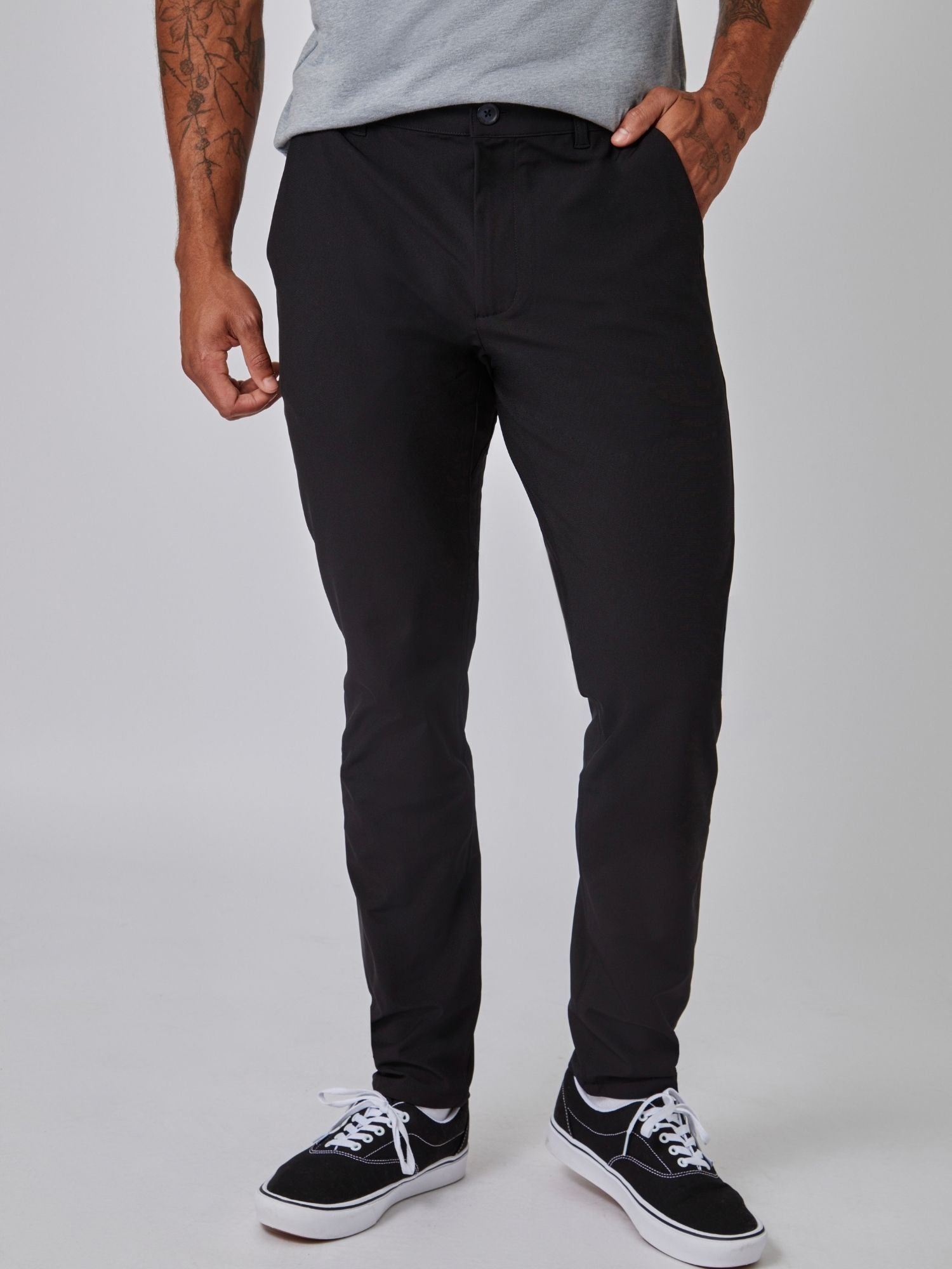 Black Stretch Tech Pants for Men - Comfortable & Durable Workout & Travel Pants - Perfect for Gym, Yoga, Running & Outdoor Activities