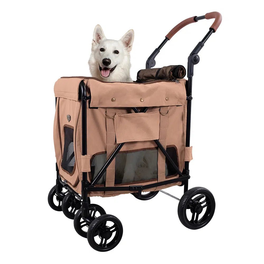 Gentle Giant Dual Entry Pet Wagon for Dogs up to 55 lbs (25kg) - Peach Color, Large Dog Stroller with Removable Canopy & Storage Basket - Perfect for Outdoor Walks, Beach Trips, and Vet Visits