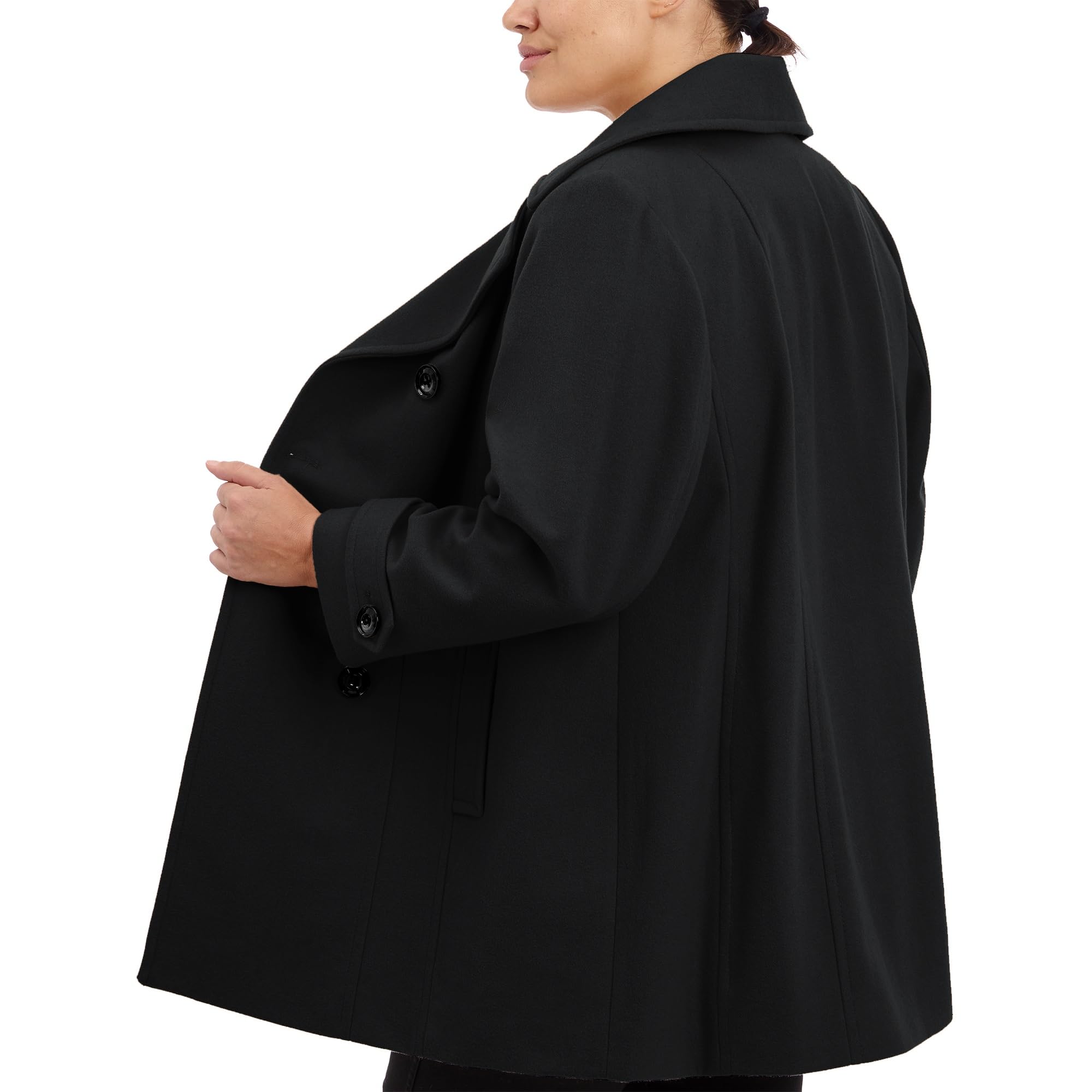 Anne Klein Women's Classic Double Breasted Wool Coat - Plus Size Winter Trench Coat for Office, Business & Formal Occasions