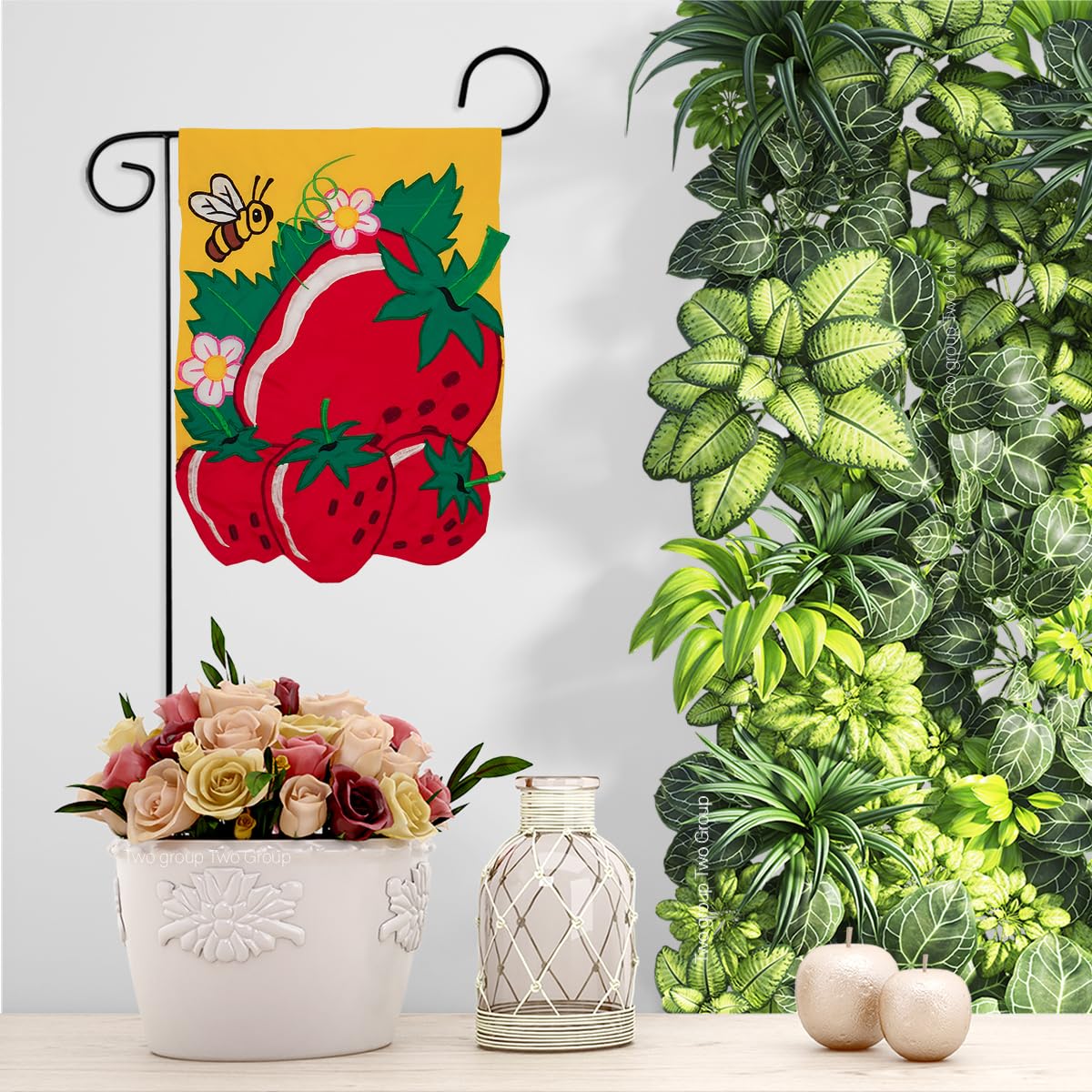 Strawberry Flag Home Decor - Embroidered Tapestry Wall Hanging for Patio, Porch, Lawn & Garden - American Stitched Banner with Applique Design - Perfect Outdoor Yard Sign & Unique Gift Idea