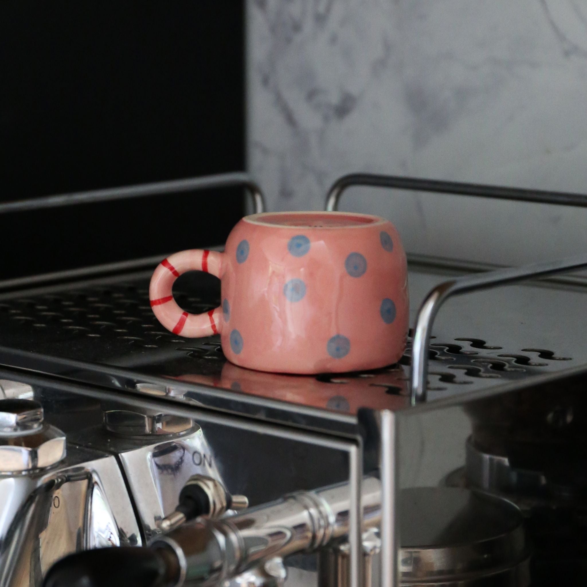 Bloomingville Nini Stoneware Mini Cup - Small Ceramic Coffee Cup for Espresso, Tea, or Dessert - Elegant Rose Design for Home, Cafe, or Gift