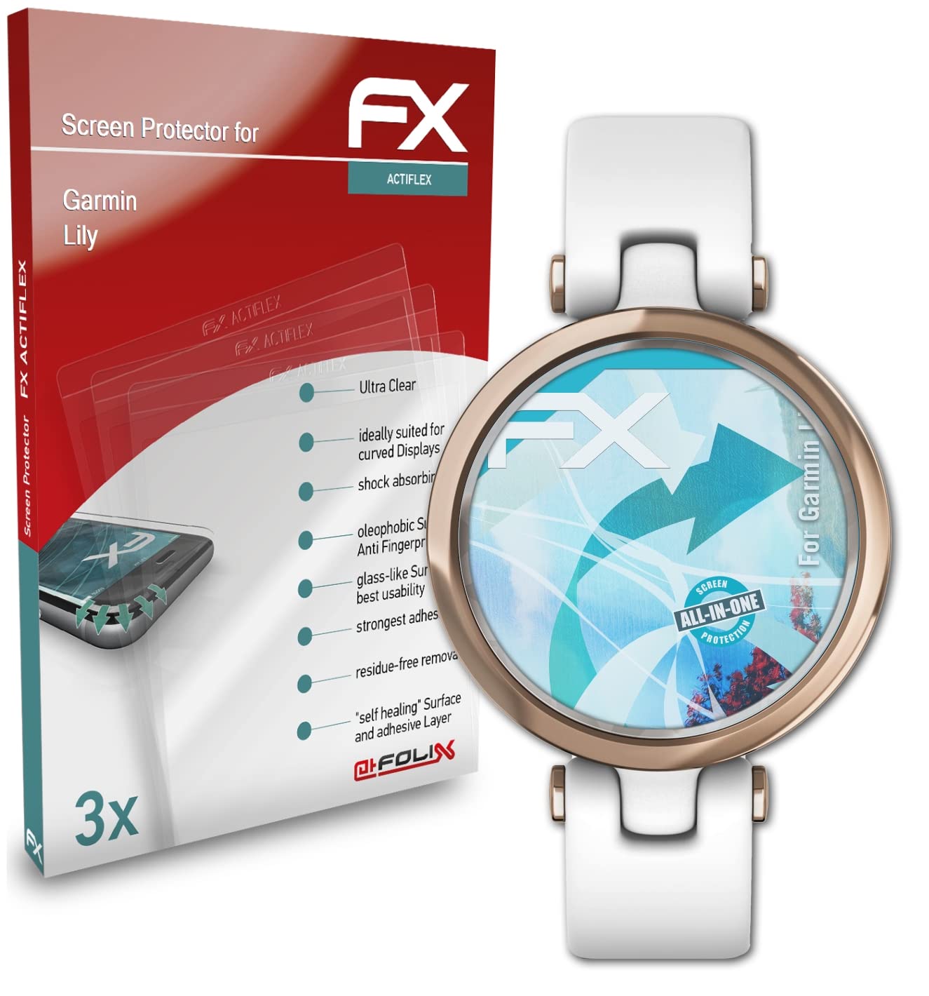 Garmin Lily Screen Protector - Ultra Clear & Flexible FX Film (3-Pack) - Anti-Scratch, Bubble-Free Protection for Workouts & Daily Use