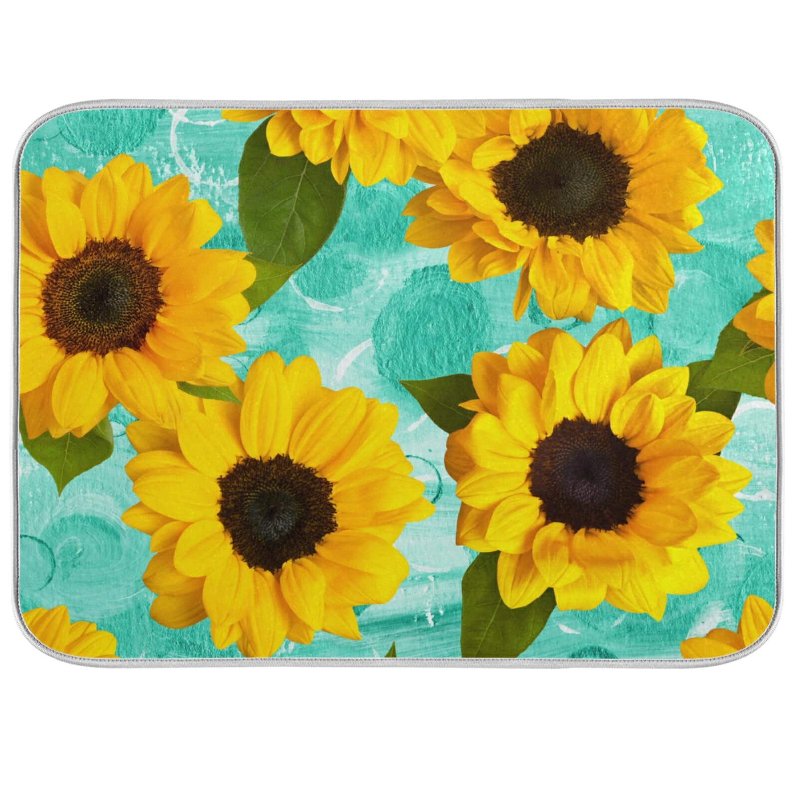 **Floral Dish Drying Mat - Absorbent Microfiber Kitchen Counter Mat, Washable & Quick-Dry Dish Rack Pad (16x18 Inches) - Perfect for Countertops, Sink Areas & Dish Organization**