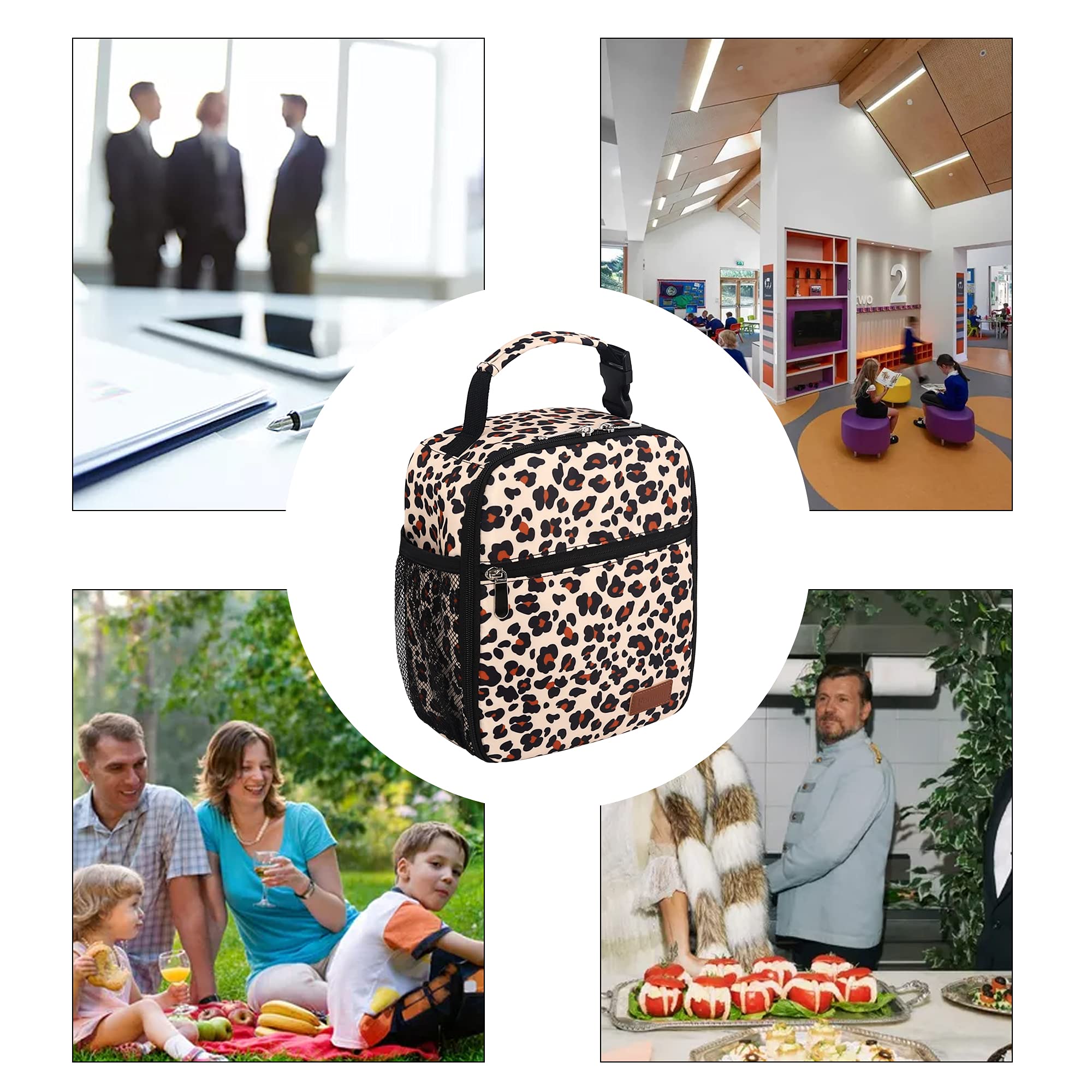 Insulated Lunch Box for Men & Women - Reusable Leopard Print Lunch Bag for Office, Work, Picnic & Travel | Portable Meal Container for Adults & Kids | Perfect for School, Gym & Outdoor Activities