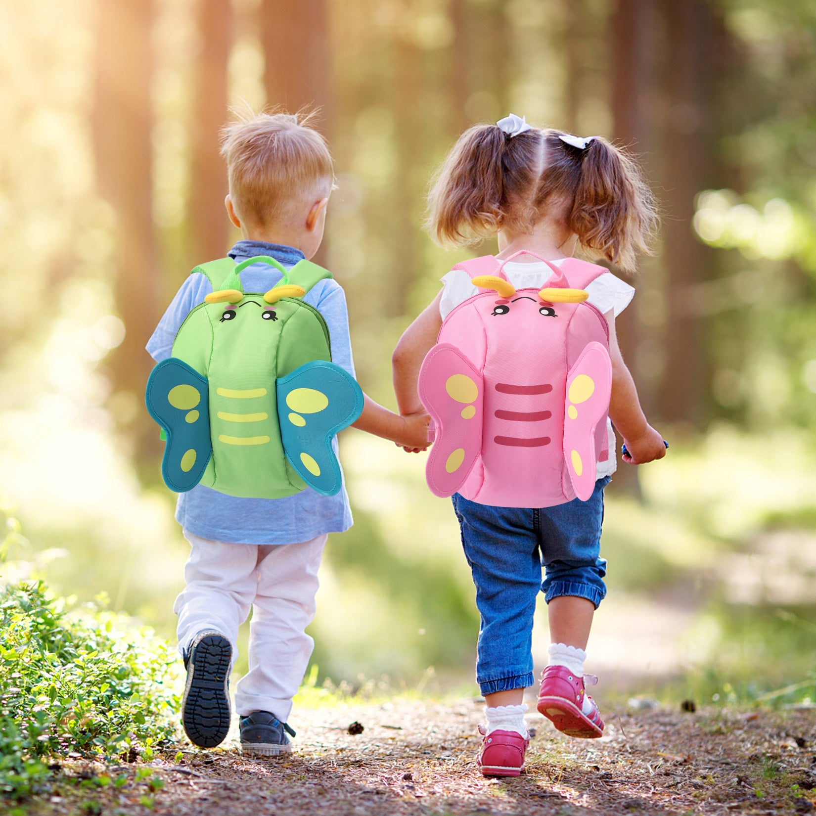 GARVEE 300D 3D Butterfly Kids Backpack for School - Lightweight Waterproof Bookbag with Adjustable Straps, Green - Perfect for Elementary Students, Daycare & Travel Accessories