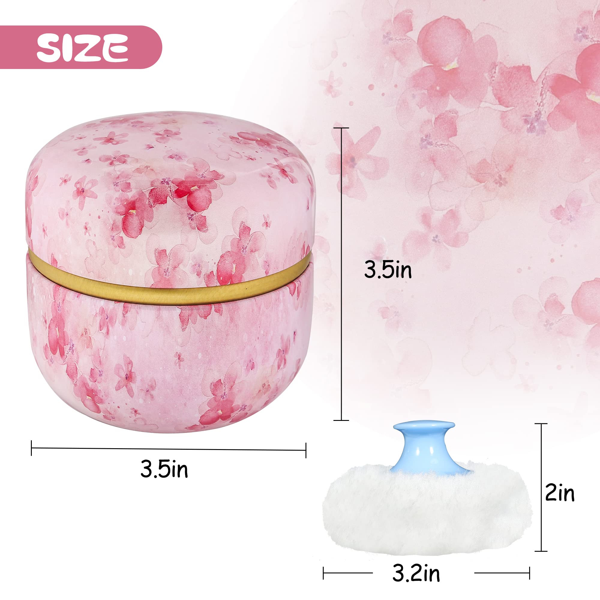 WEMEGA Portable Body Powder Case with Soft Powder Puff - Compact Travel Powder Container for Women & Baby Care - Pink Floral Design - Perfect for Diaper Bags, Gym Essentials & On-the-Go Touch Ups