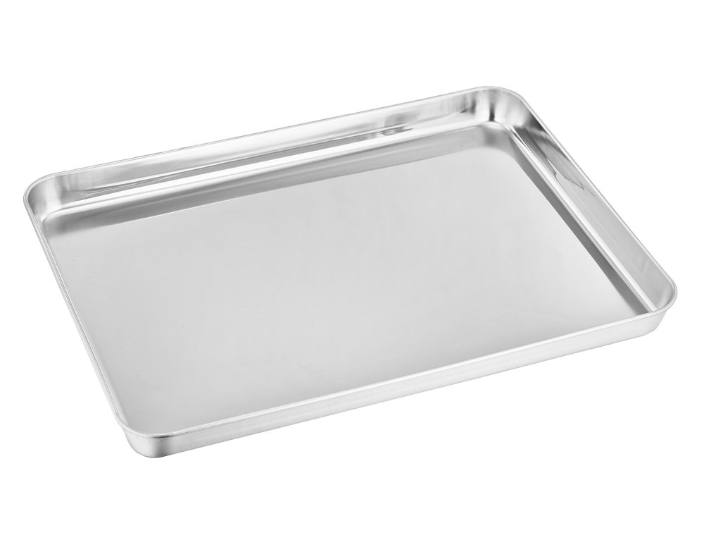 TeamFar 2-Piece Stainless Steel Baking Sheet Set – Non-Toxic, Rust-Free Cookie Pans with Mirror Finish | Easy to Clean & Dishwasher Safe | Perfect for Cookies, Pastries, and Roasting Vegetables