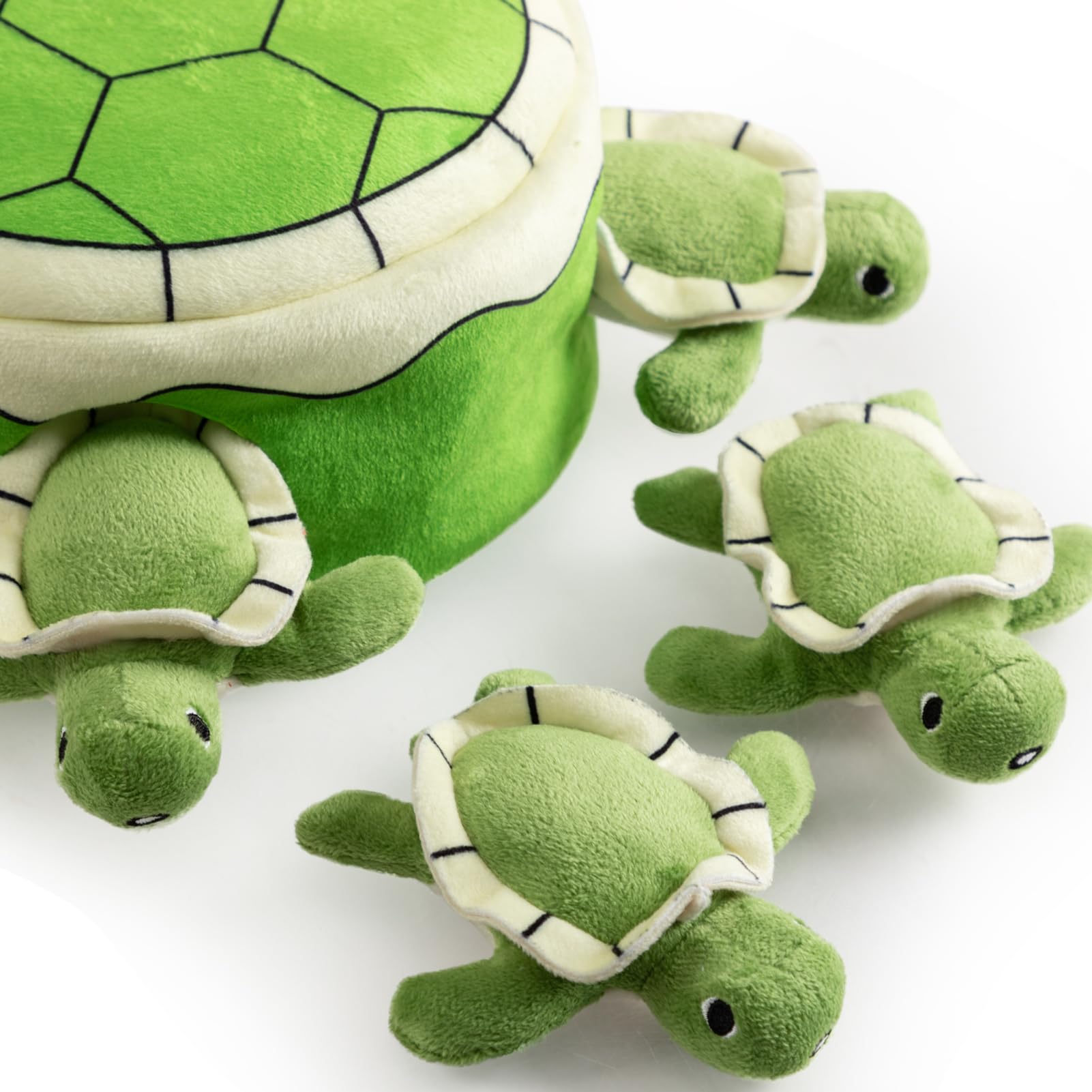 Hollypet Squeaky Dog Toy - Interactive Plush Hide & Seek Chew Toy for Small & Medium Dogs | Puppy Teeth Cleaning Toy | Non-Aggressive Chewers | Turtle Design | Perfect for Indoor Play & Training