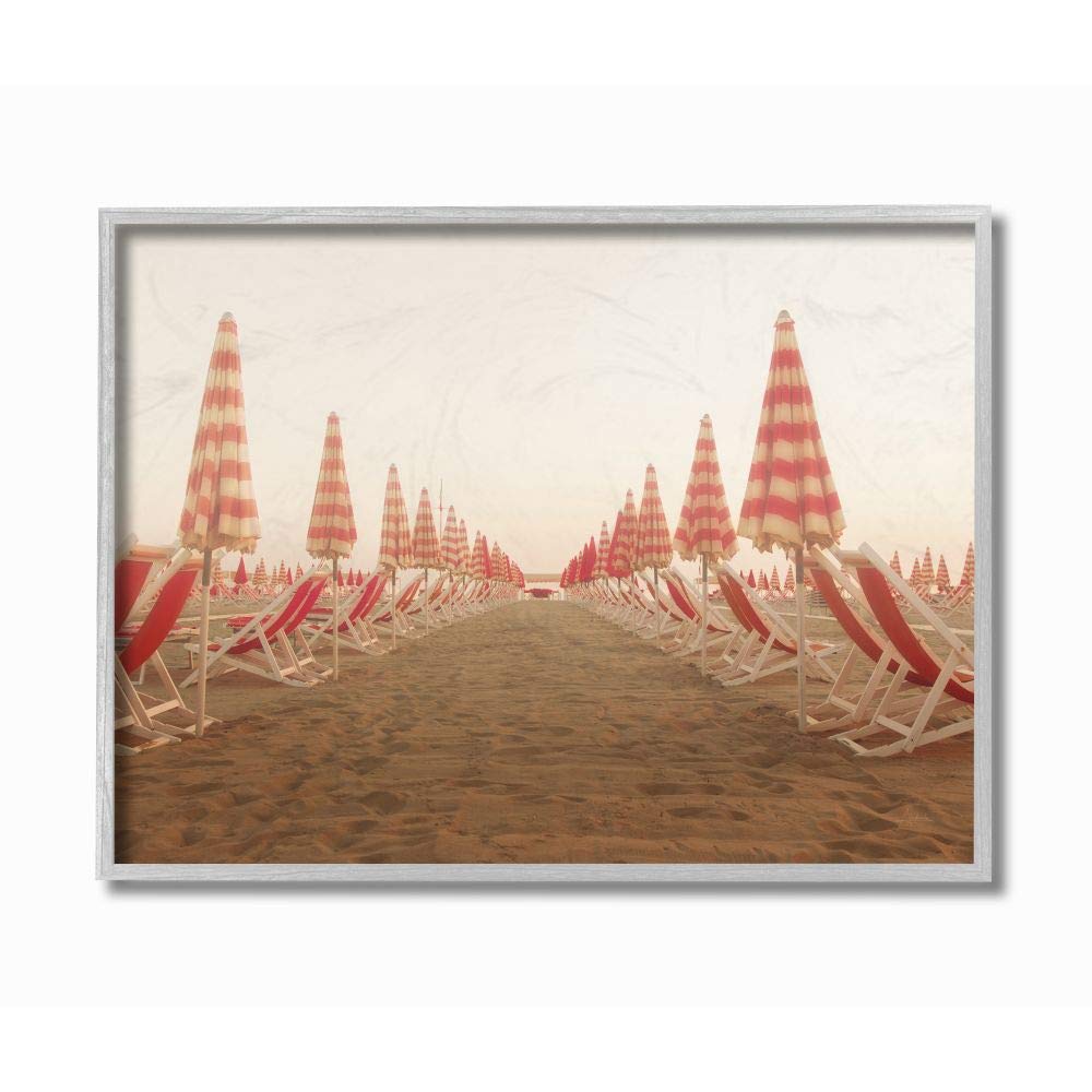 Stupell Industries Symmetric Beach Chairs on Sand Red Tan Photograph Wall Art - 16