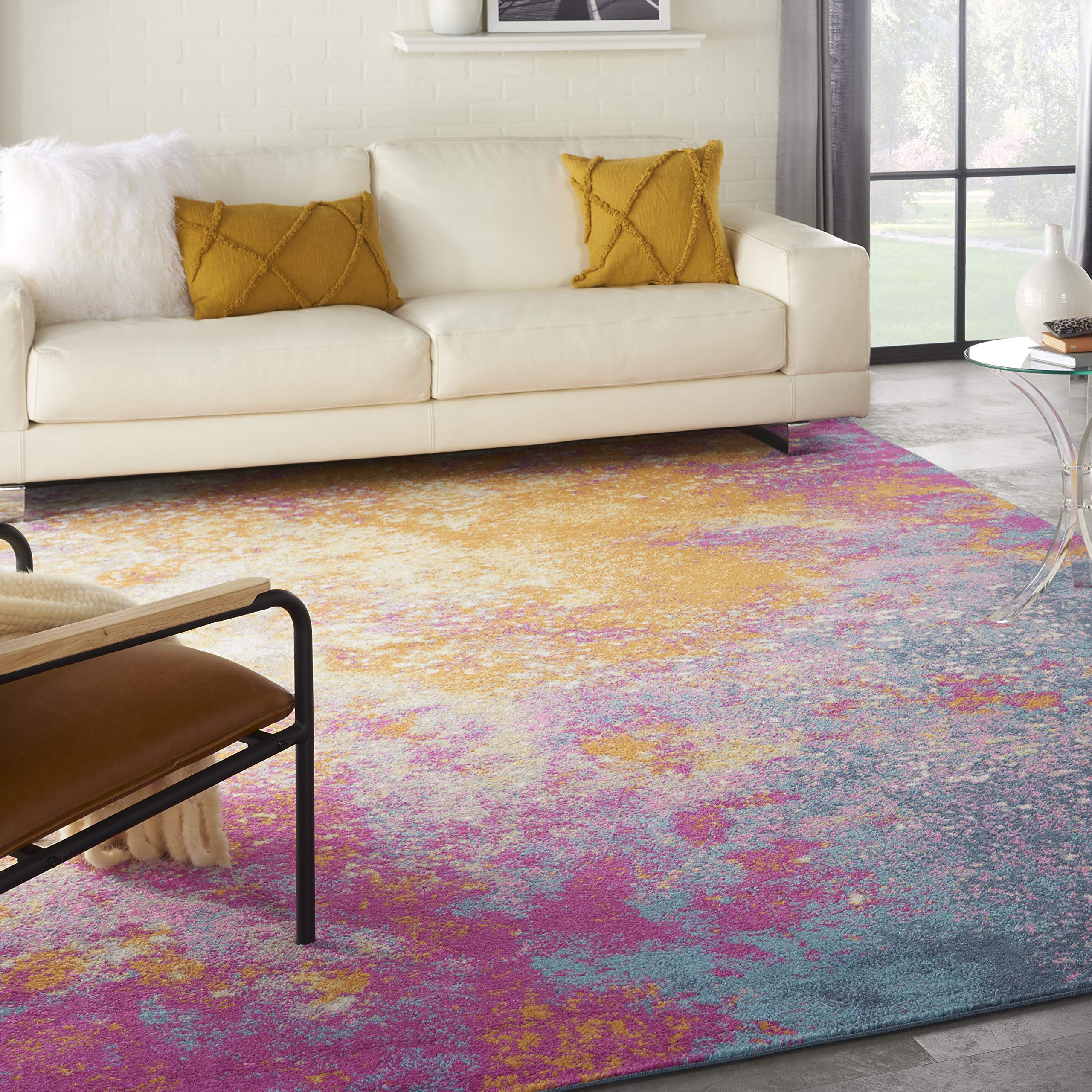 Nourison Passion Sunburst 10' x 14' Modern Abstract Area Rug - Easy Cleaning, Non-Shedding - Perfect for Bedroom, Living Room, Dining Room & Kitchen Decor