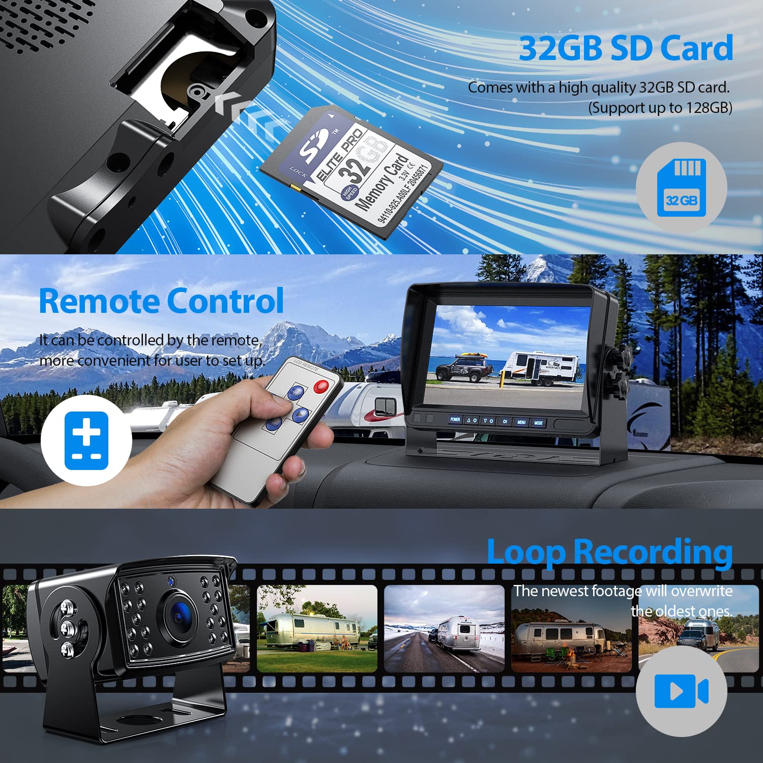 HD Backup Camera System Kit with 7