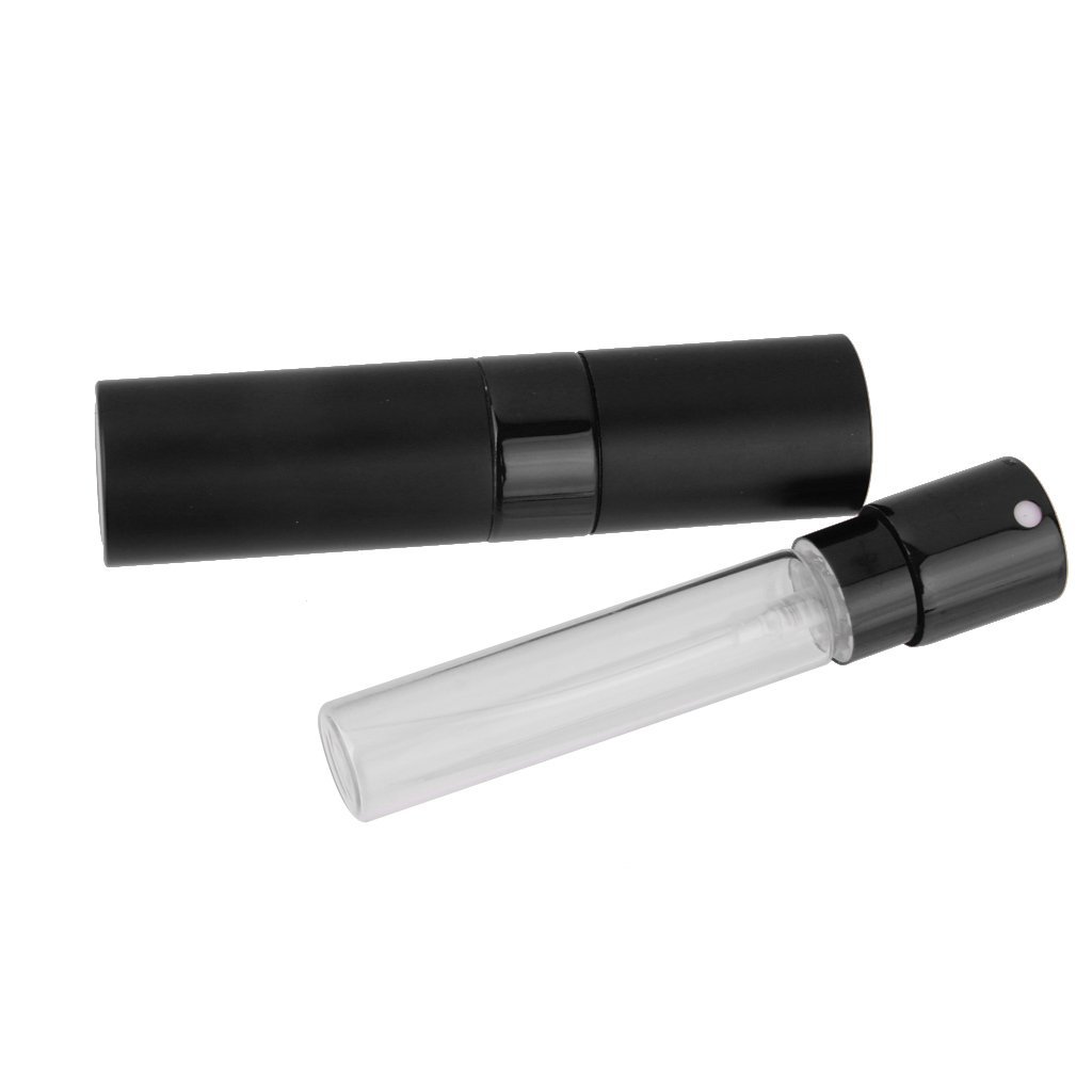 8ml Portable Travel Mini Refillable Perfume Atomizer Bottle Pump - 3 Colors (Black) for Women & Men, Perfect for Airplane Carry-On, Gym Bag & Purse Essentials