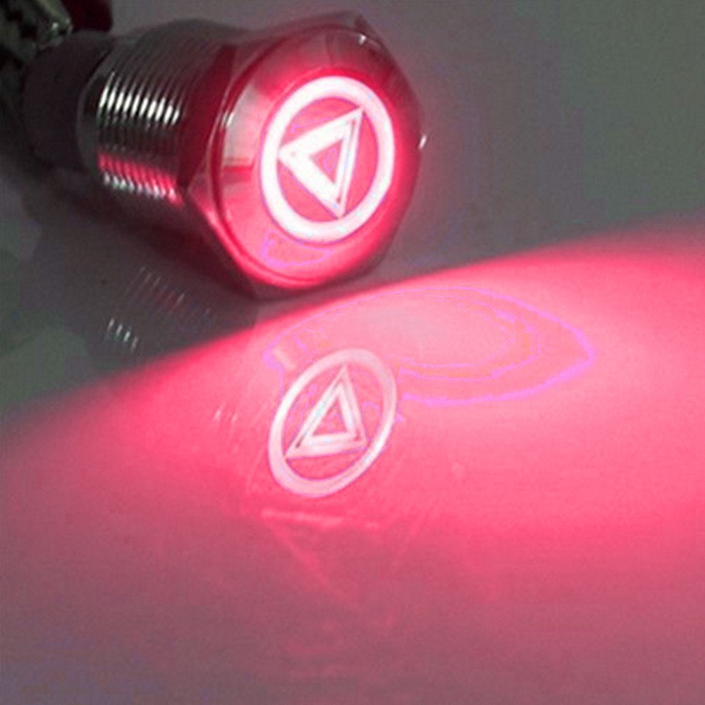 ESUPPORT 12V Car Emergency Hazard Warning Switch - Red LED Light Metal Toggle Button with 19mm Socket Plug | for Vehicle Dashboard, Emergency Lights & Safety Warning Systems