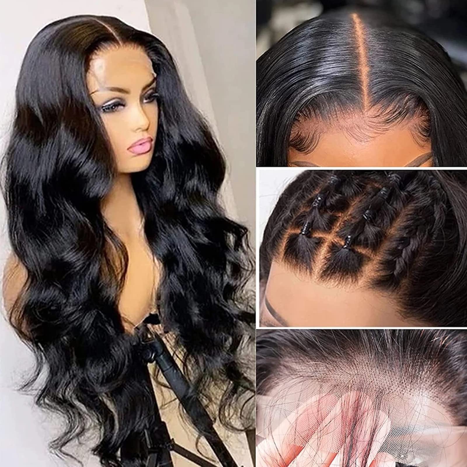 Premium HD 4x4 Lace Front Wigs Human Hair for Black Women - 20 Inch Brazilian Virgin Body Wave Lace Closure Wig with Pre-Plucked Baby Hair, Bleached Knots & 180 Density | Glueless & Comfortable for Daily Wear, Parties & Special Occasions